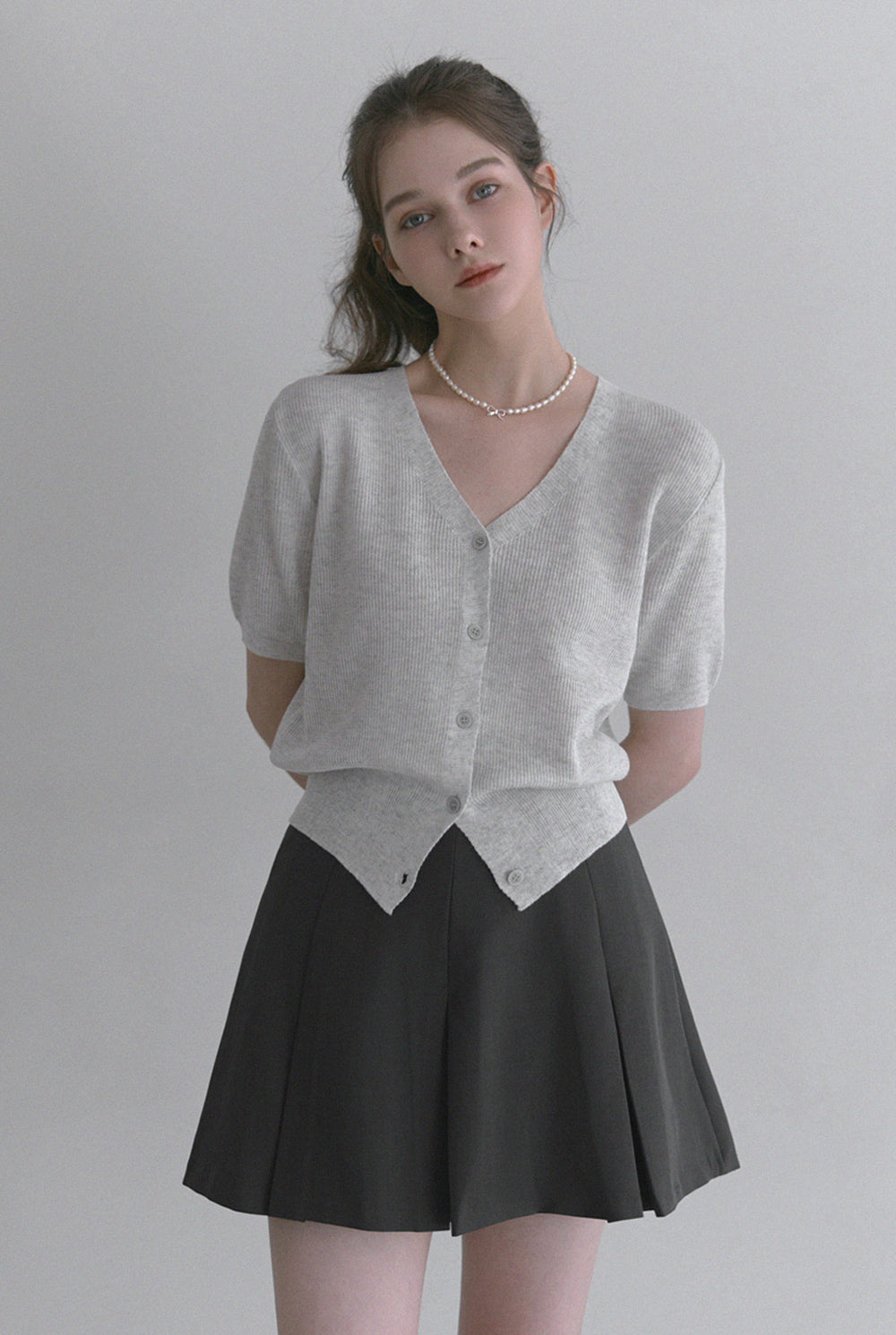 [TWEE] Cremo Linen V-Neck Short Sleeve Cardigan