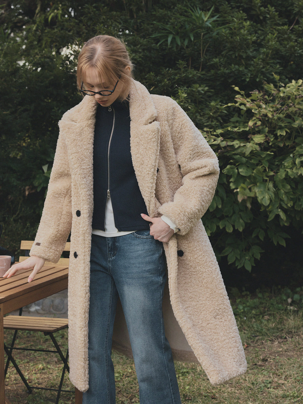 [TWEE] ラストリブ長袖ジップアップ