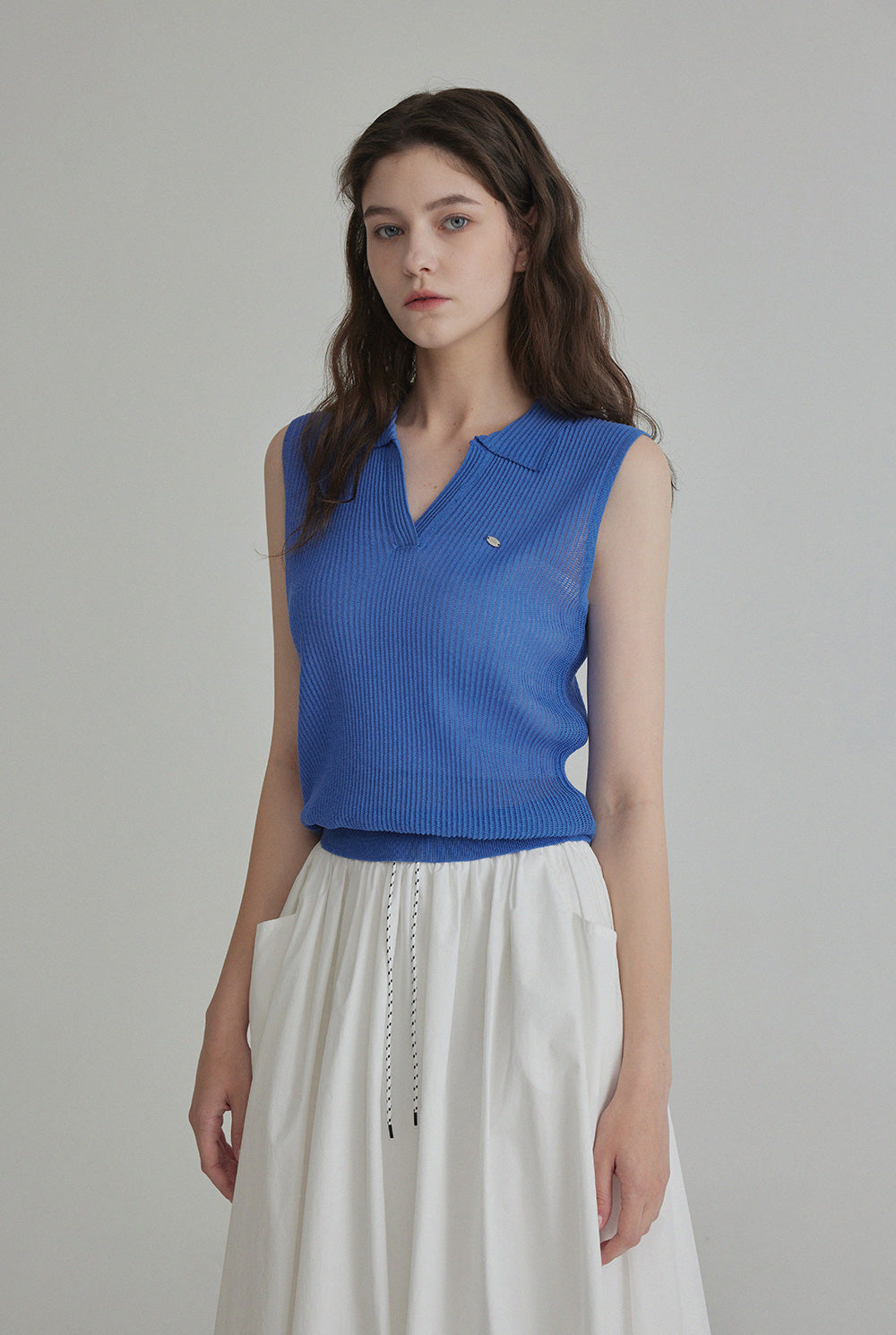 [TWEE] Bird Open Collar Knit Vest