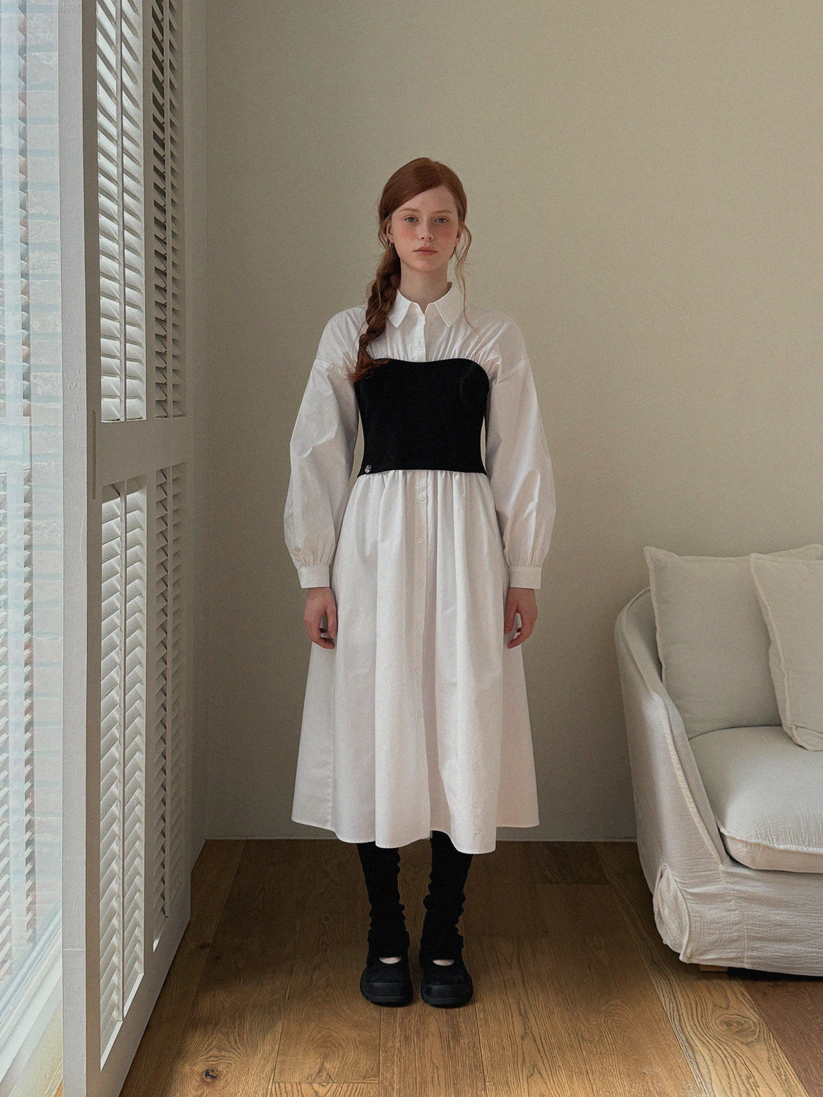 [TWEE] Bedis Scallop Shirt Long Dress
