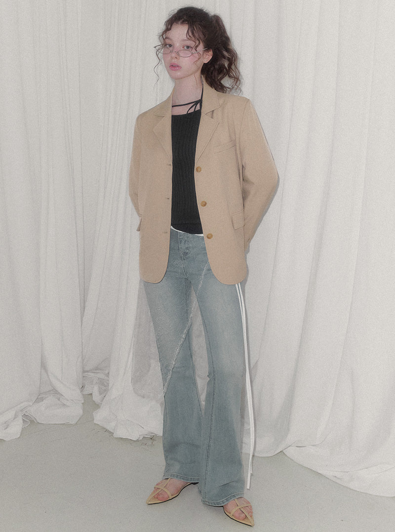 [TWEE] Lumen Strap Ribbed Long Sleeve Knit