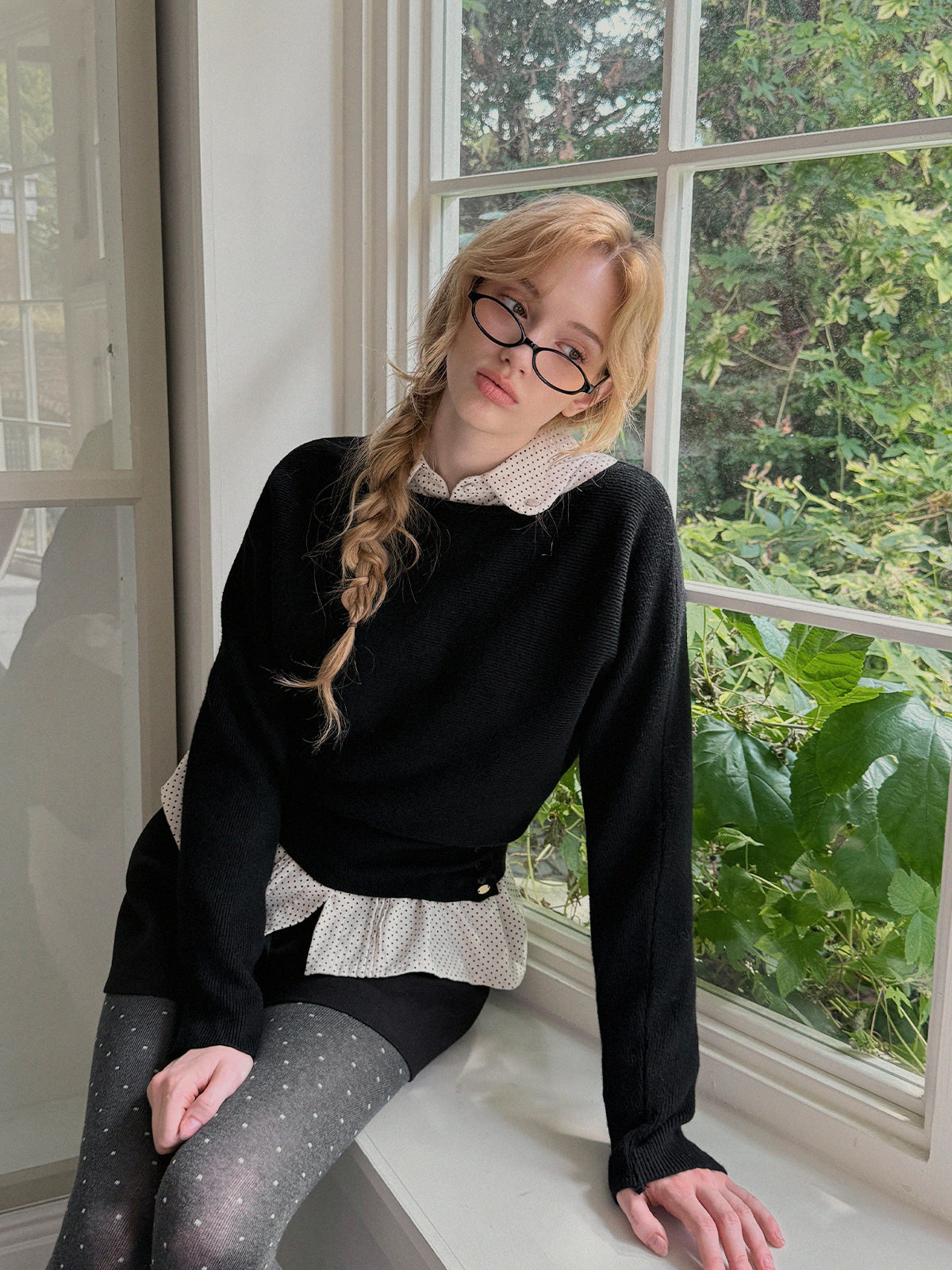 [TWEE] Linzl Dot Pintuck Bluse