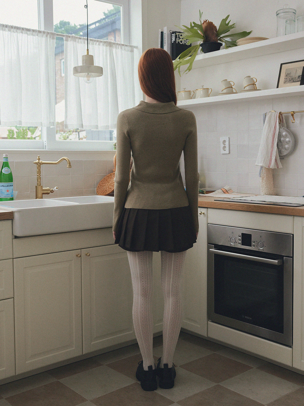 [TWEE] Larkin collar neck button long-sleeved knit