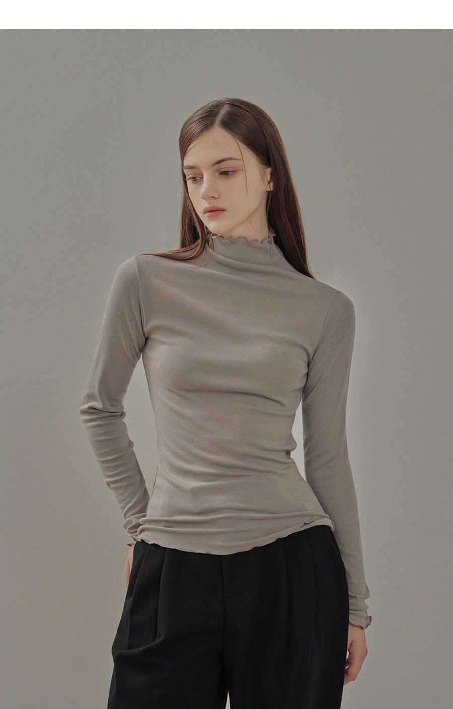 [TWEE] Ciris Wool Frill Turtleneck T-shirt