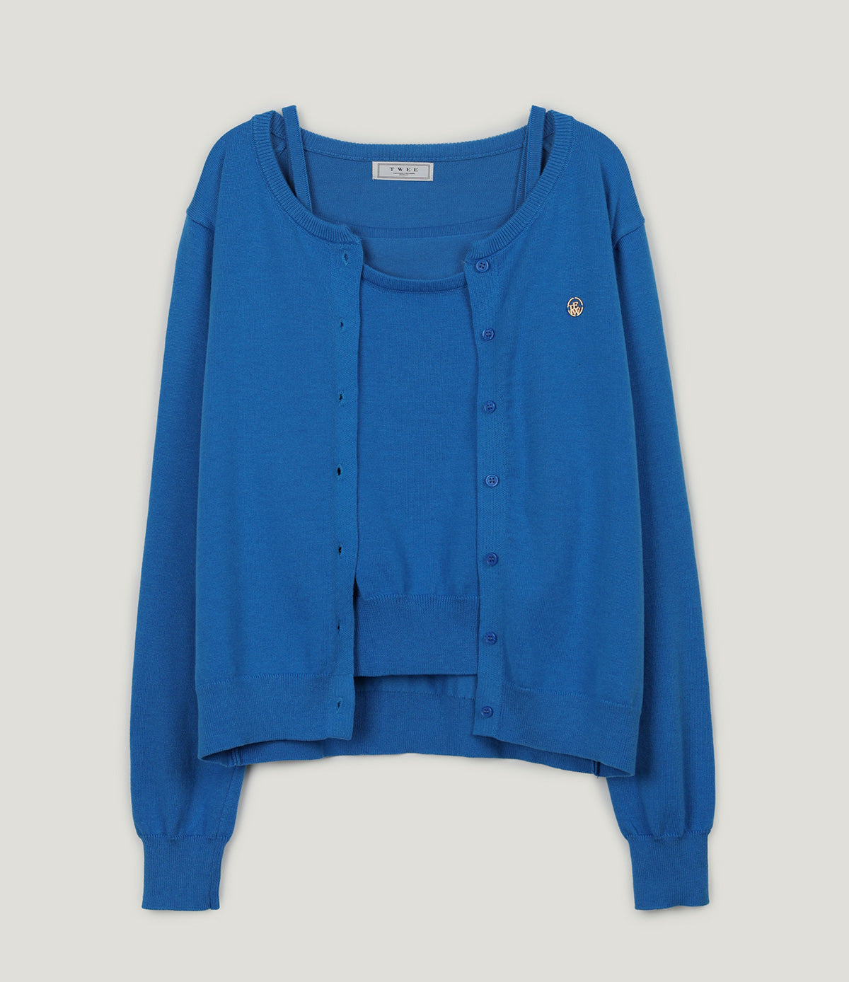 [TWEE] Ringard Knit Sleeveless Top & Cardigan Set