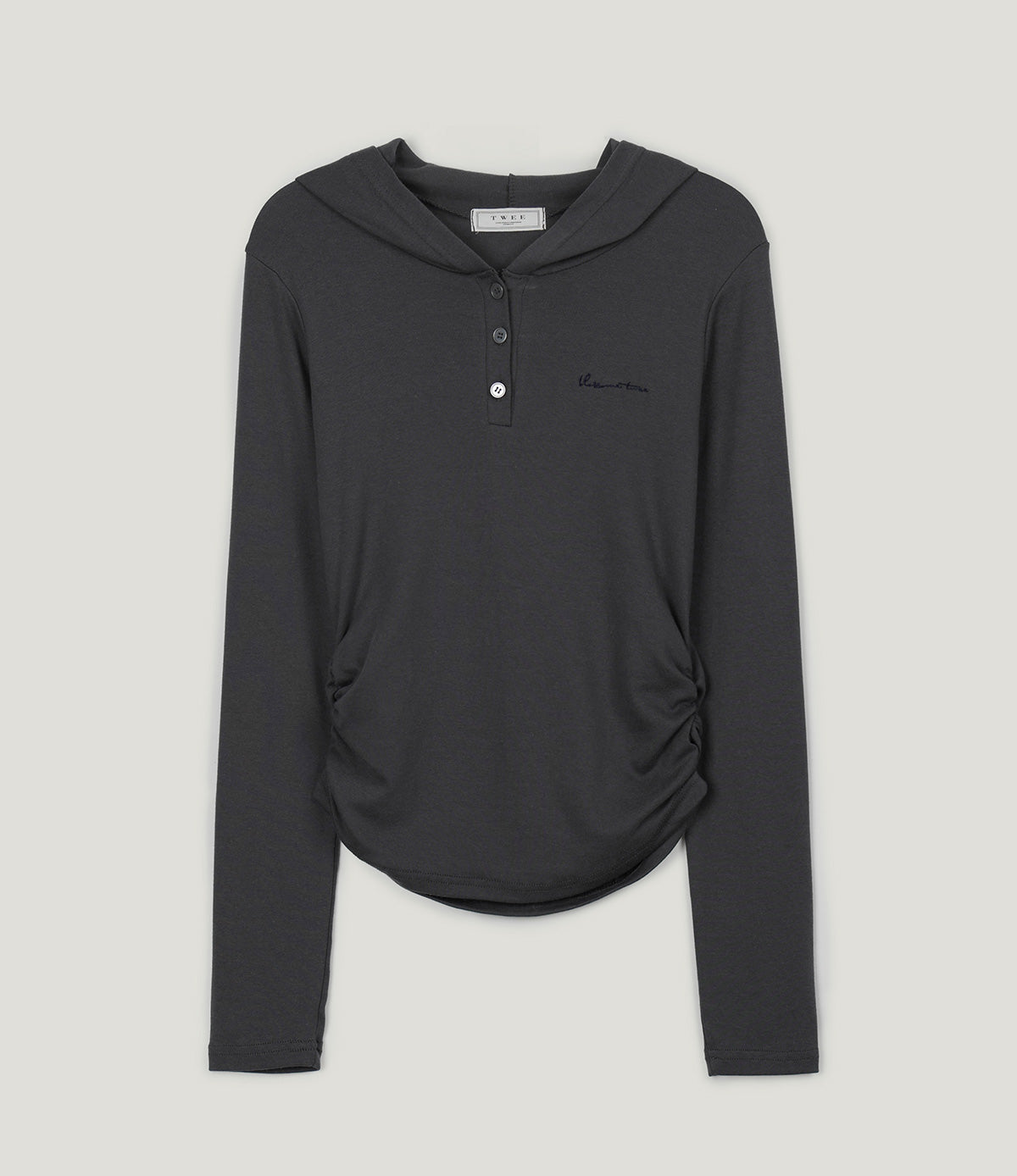 [TWEE] Melb Embroidered Shirring Hoodie