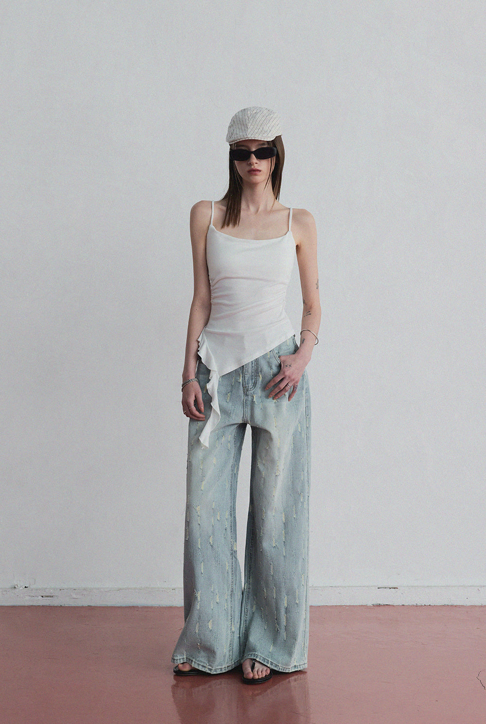 [TWEE] [GROWHIDE] Hyphen crack wide denim