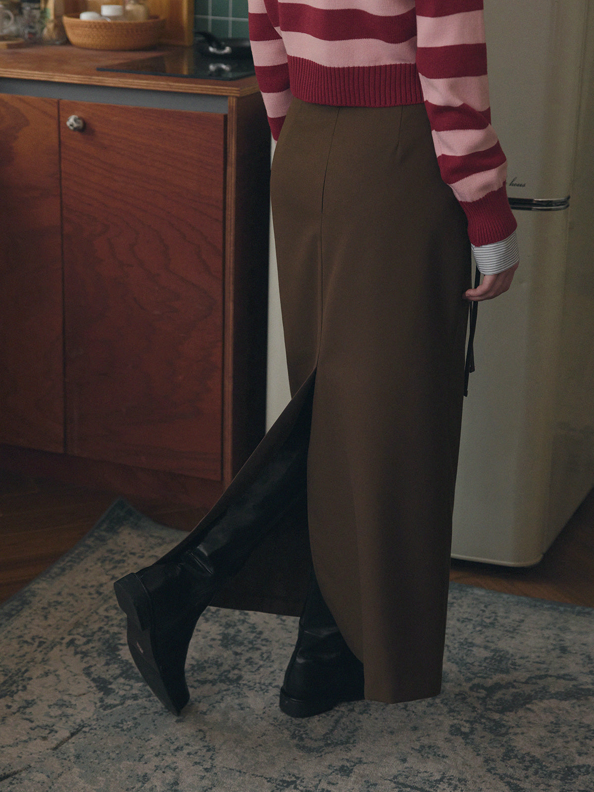 [TWEE] Lenk Layered Strap Maxi Long Skirt
