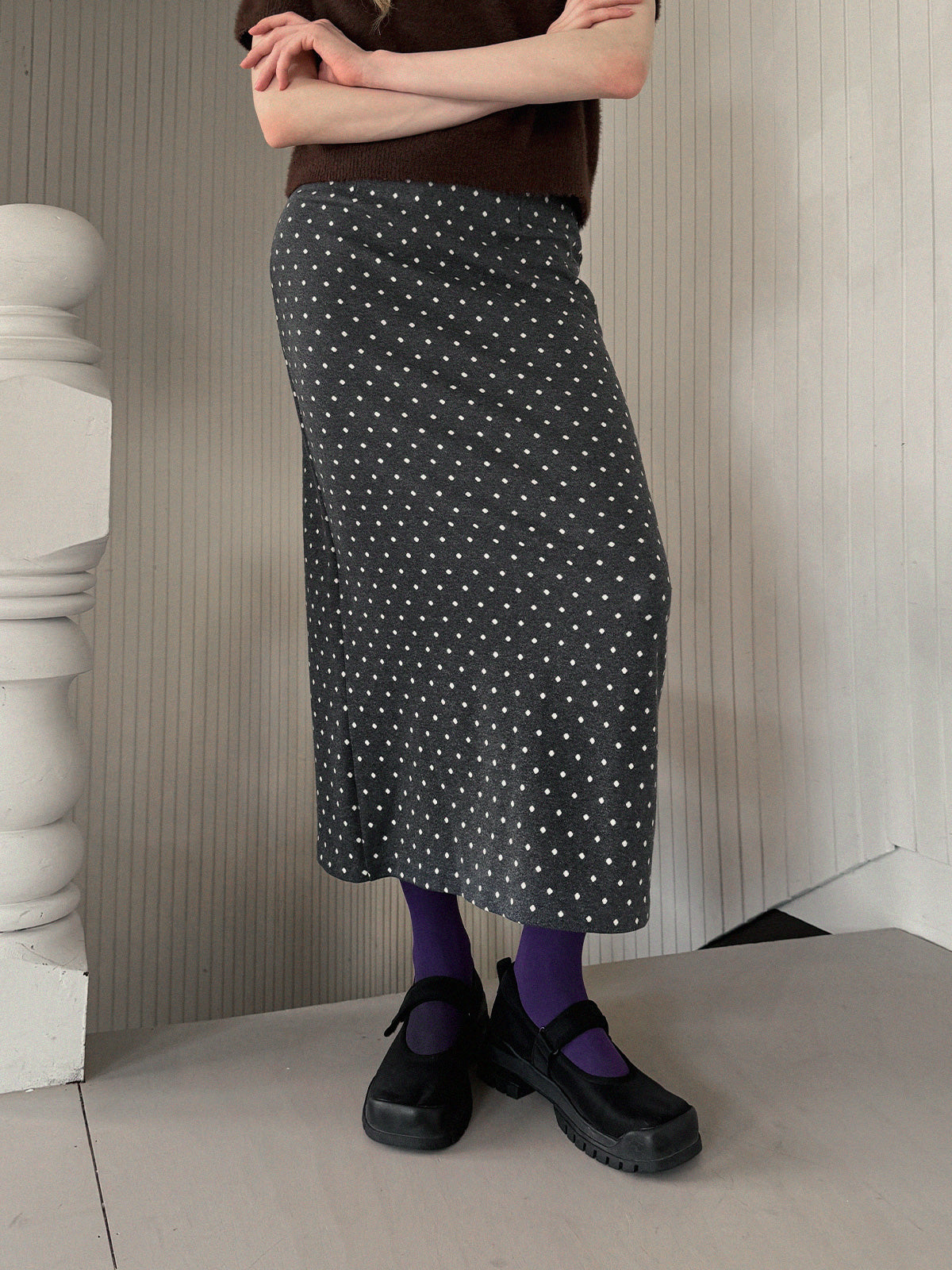 [TWEE] 린토 도트 밴딩 롱 스커트