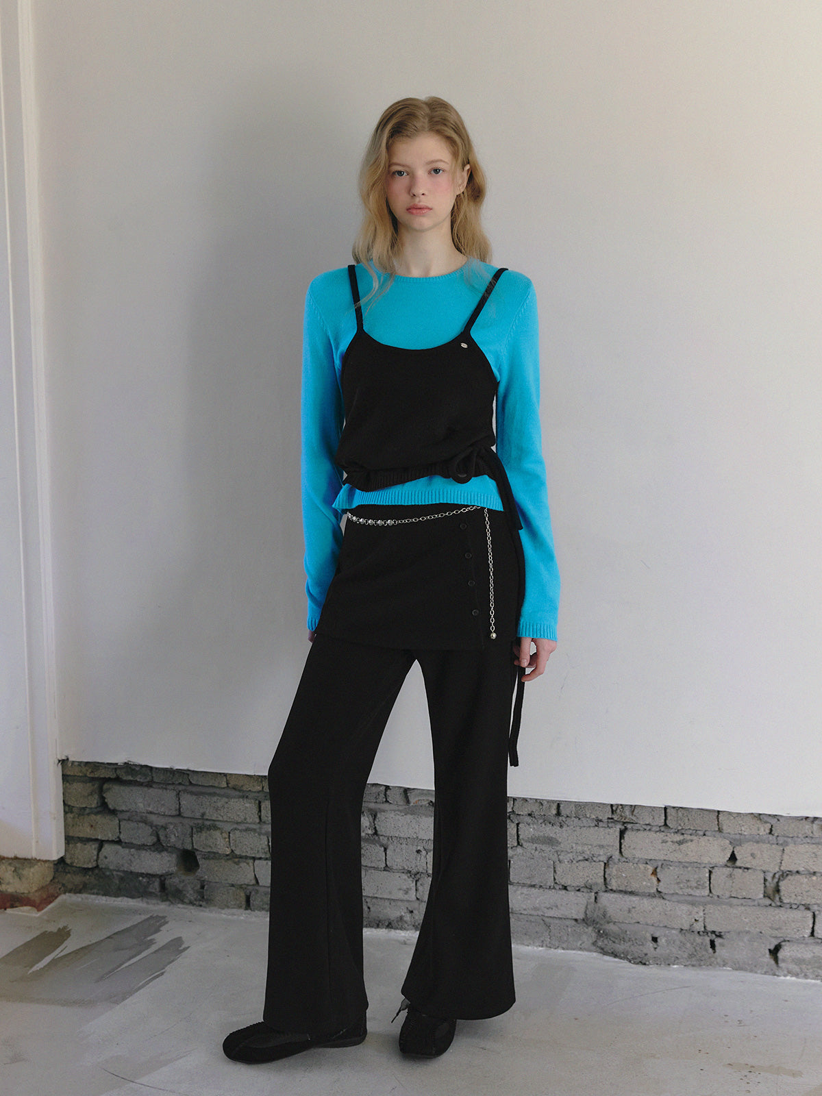 【TWEE】Nuen bustier a strati maglia a maniche lunghe