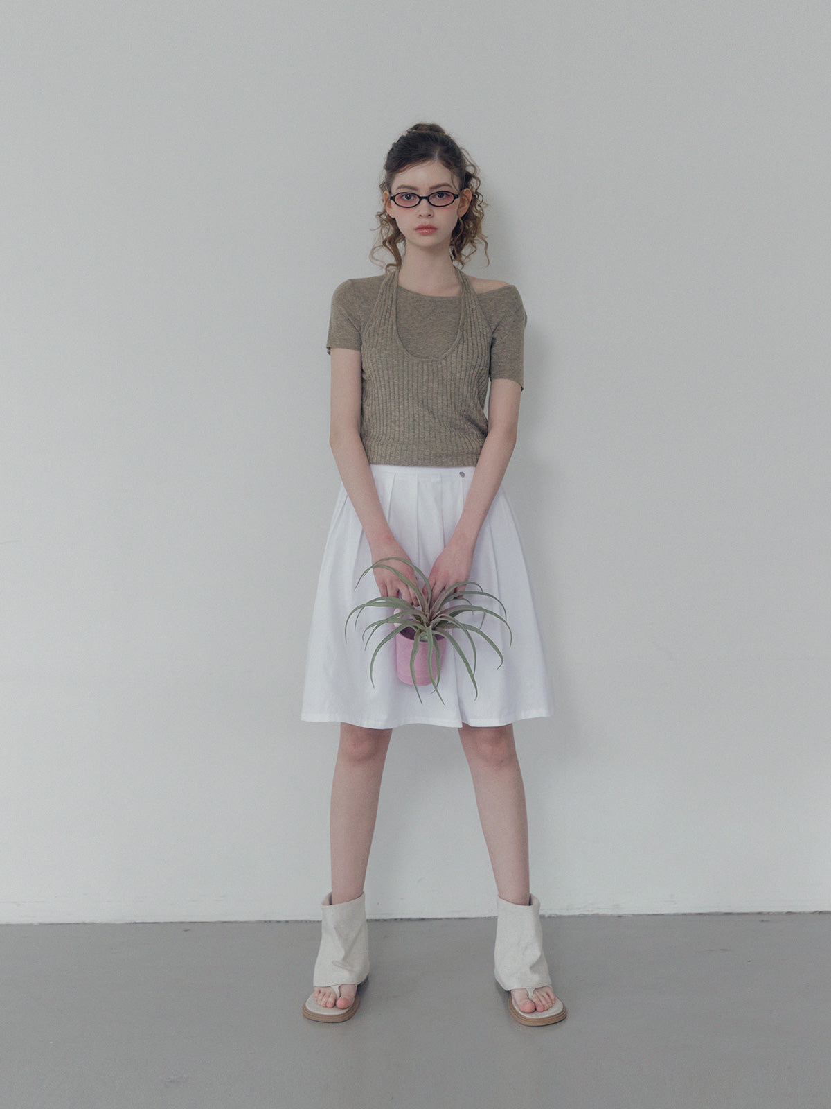 [TWEE] Eton pintuck back banding midi skirt