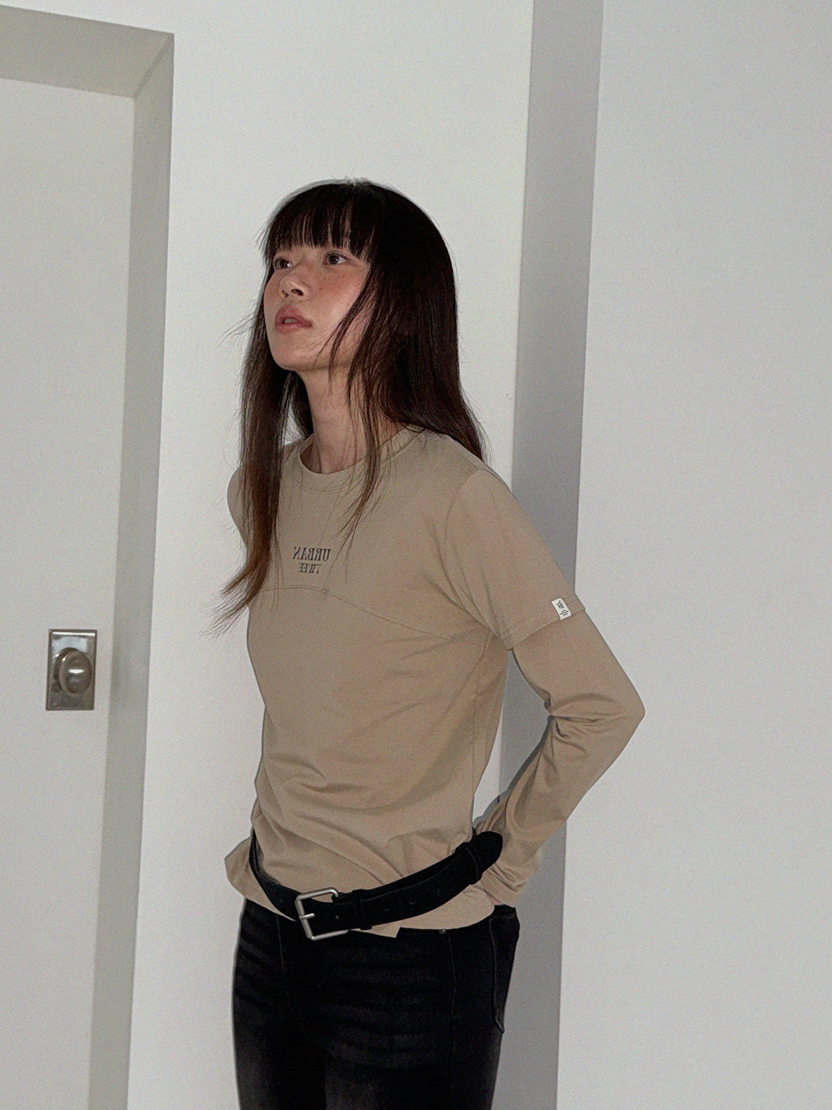 [ TWEE ]  Foil Layered Print Long Sleeve T-Shirt