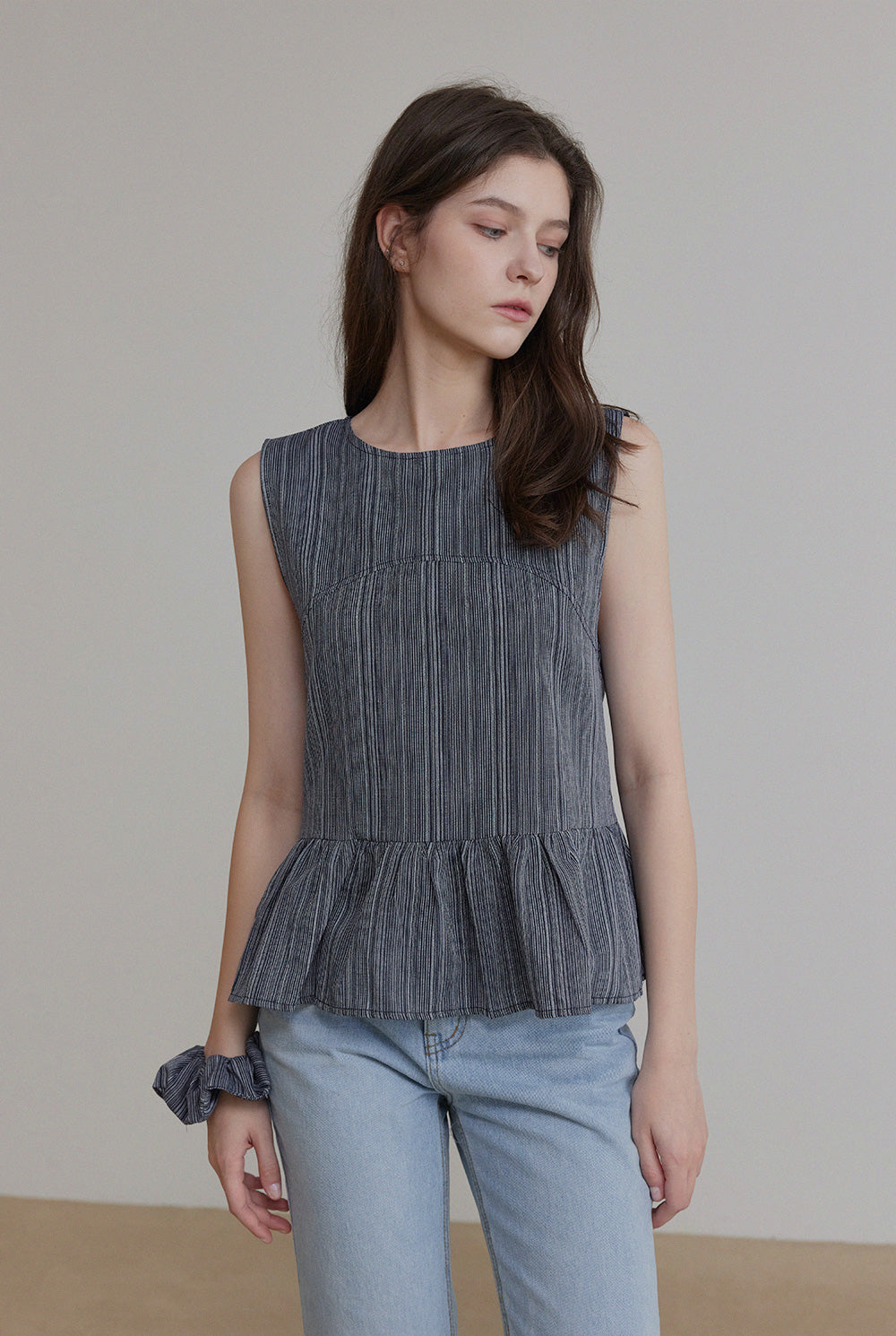[TWEE] Blusa a righe con maniche svasate (con set fascia per capelli)