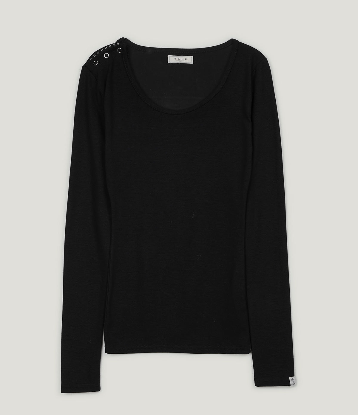 [TWEE] Áo Thun Tay Dài Cổ U Nút Bấm Pooden