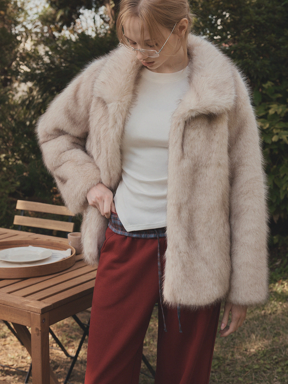 [TWEE] Giacca Polton con Collo Alto in Morbida Pelliccia