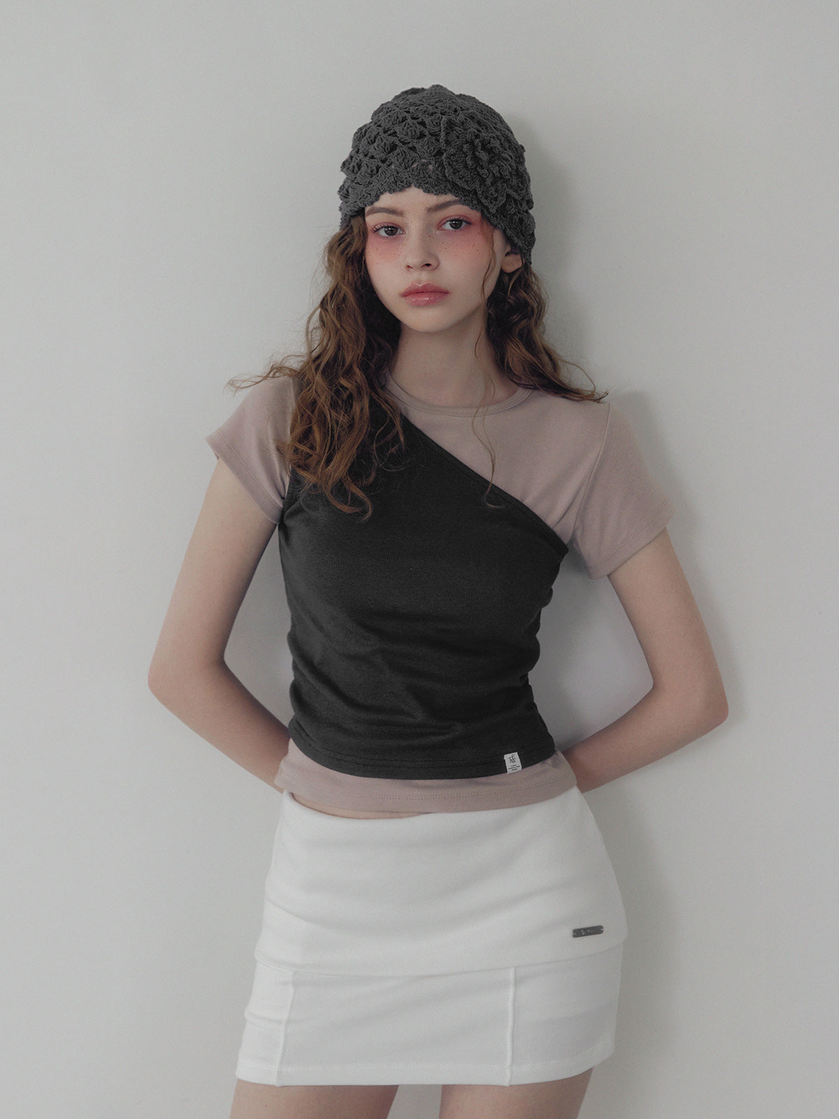[TWEE] Cellon shirring one-shoulder sleeveless