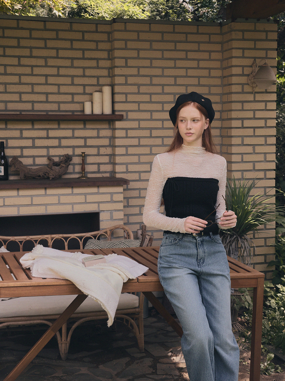 【TWEE】Wooden Sheer Wrinkle Long-Sleeve T-Shirt