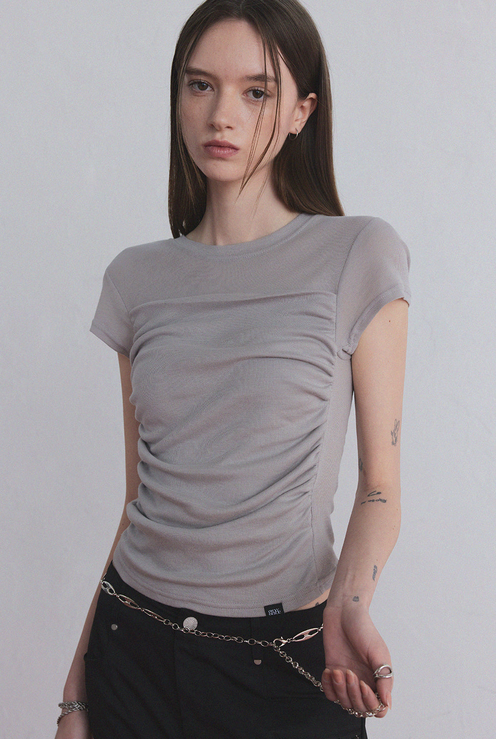 [TWEE] [GROWHIDE] Millen Wave Shirring T-Shirt
