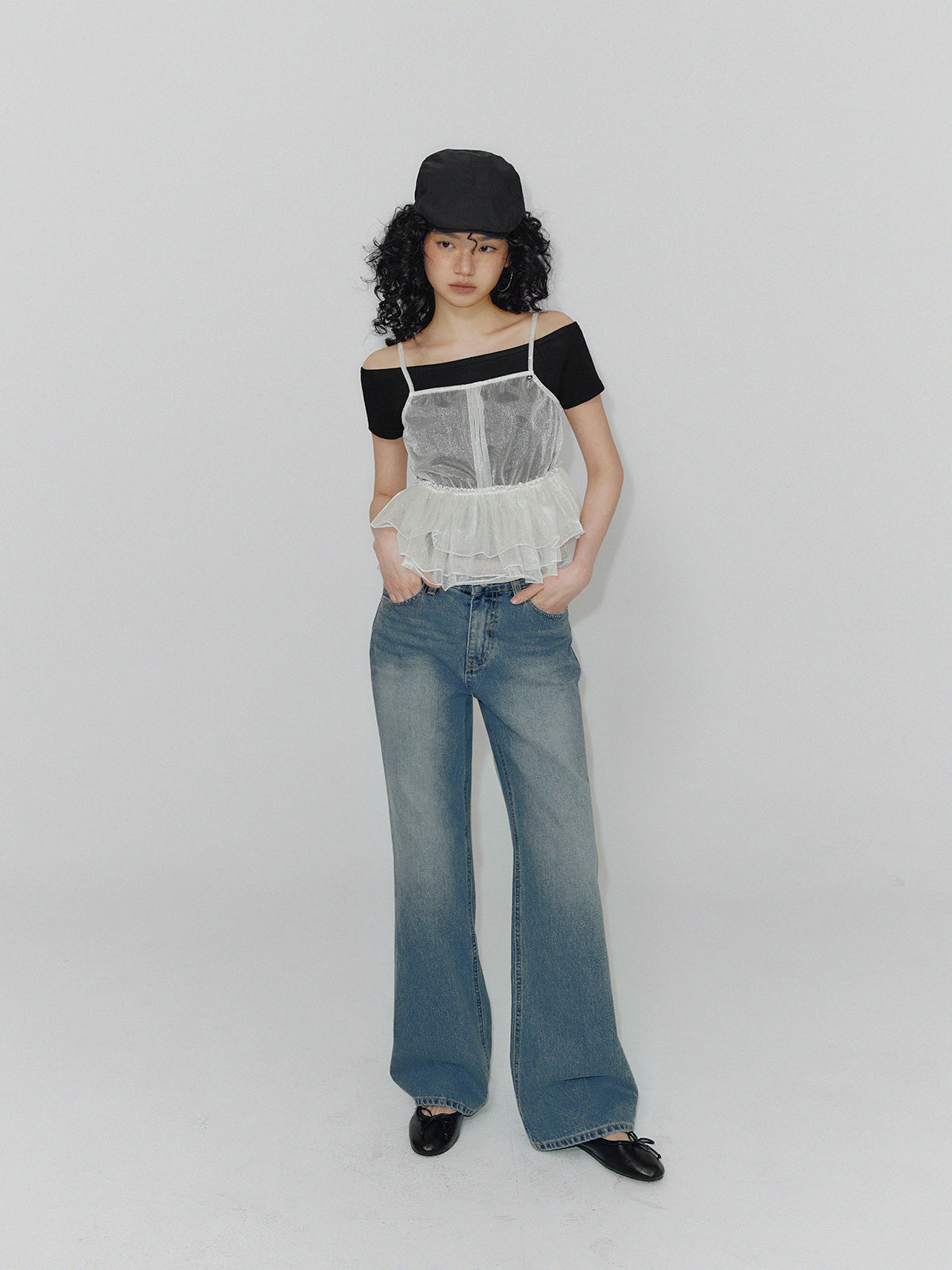 [TWEE] Rimon Sheer Layered Ruffle Bustier