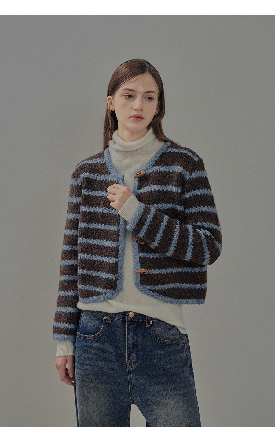 [TWEE] Cardigan color-block Mulan à rayures