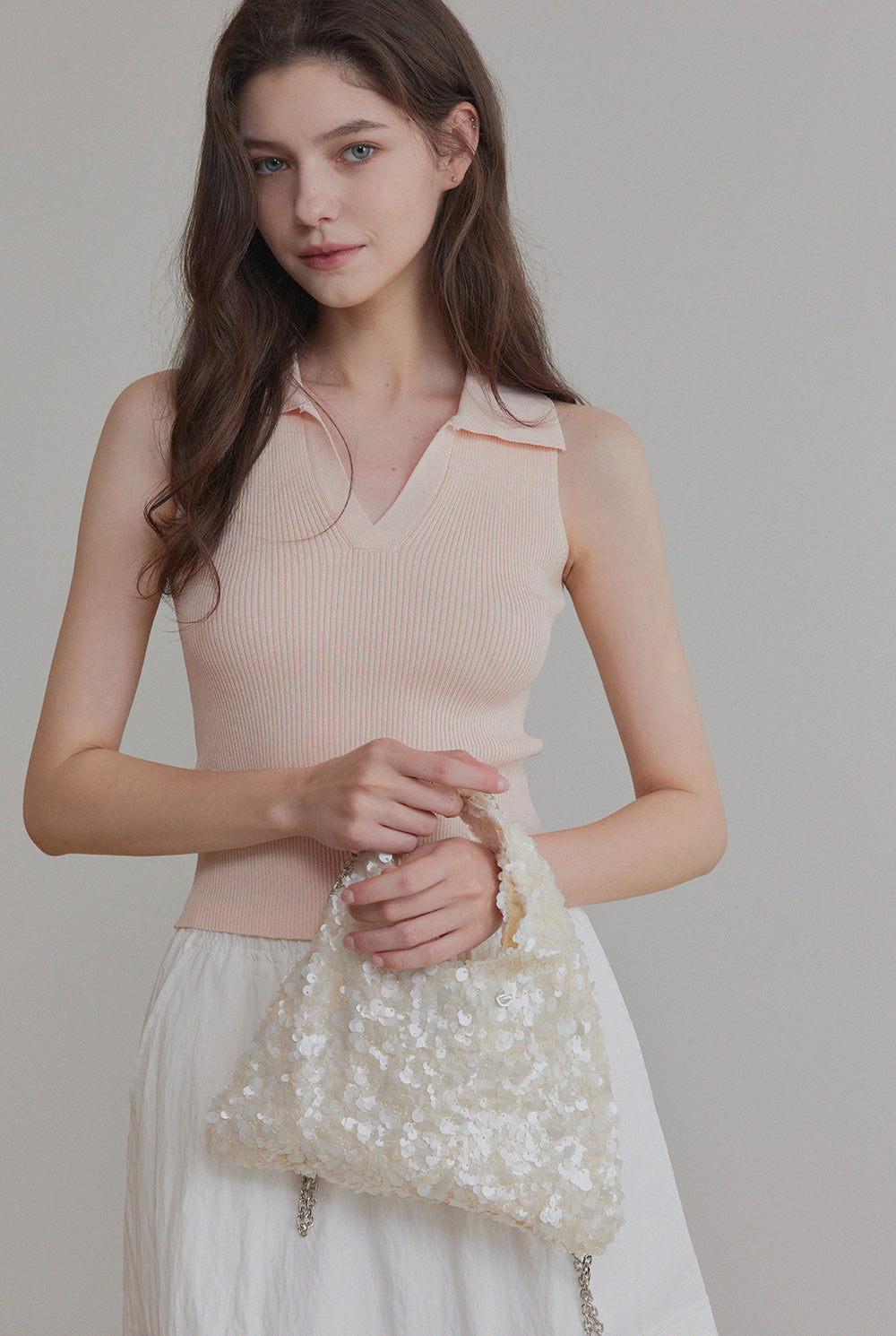 [TWEE] Áo len không tay cổ bẻ Daying