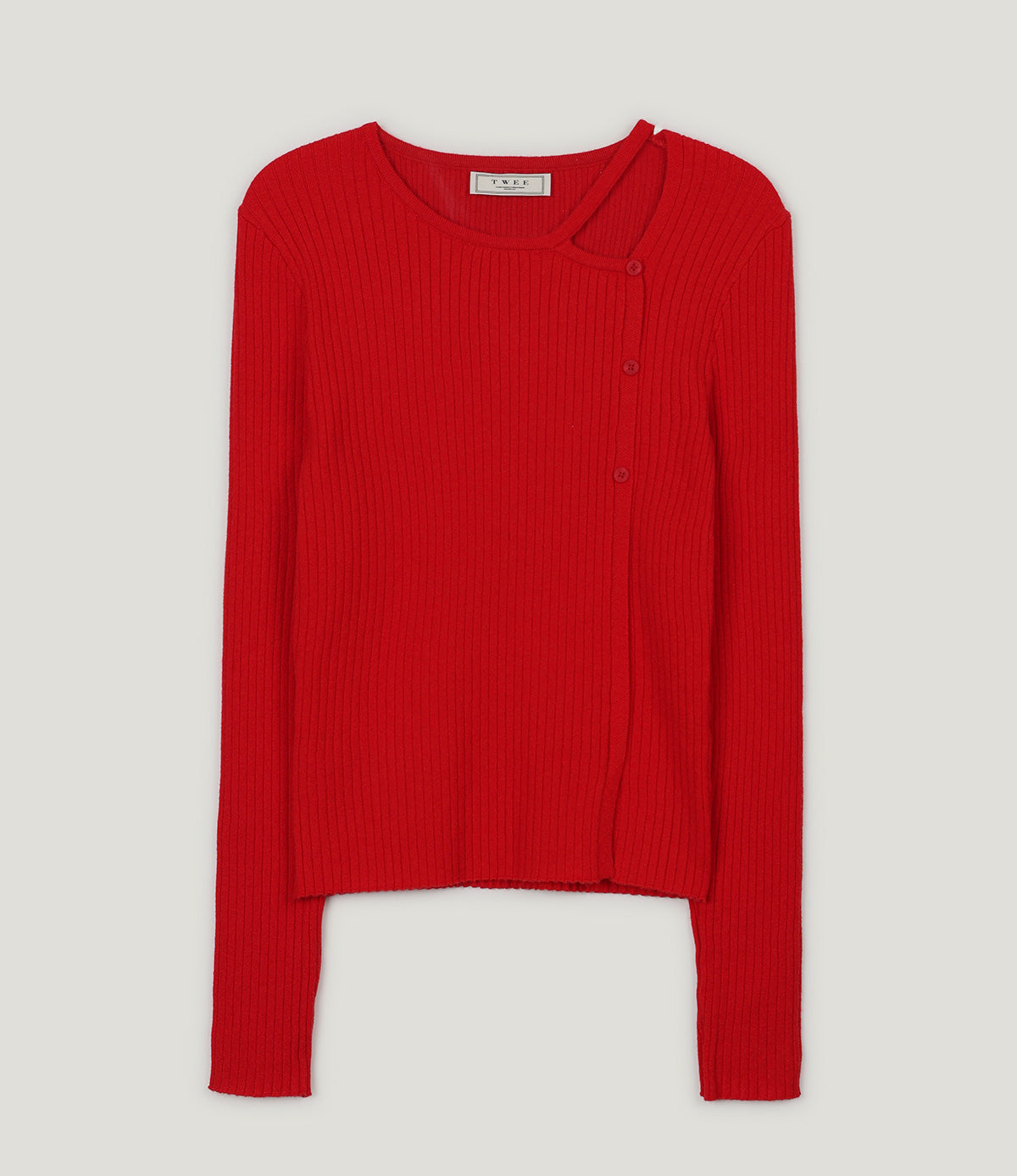 [TWEE] Marlon Asymmetrical Slit Button Long Sleeve Knit