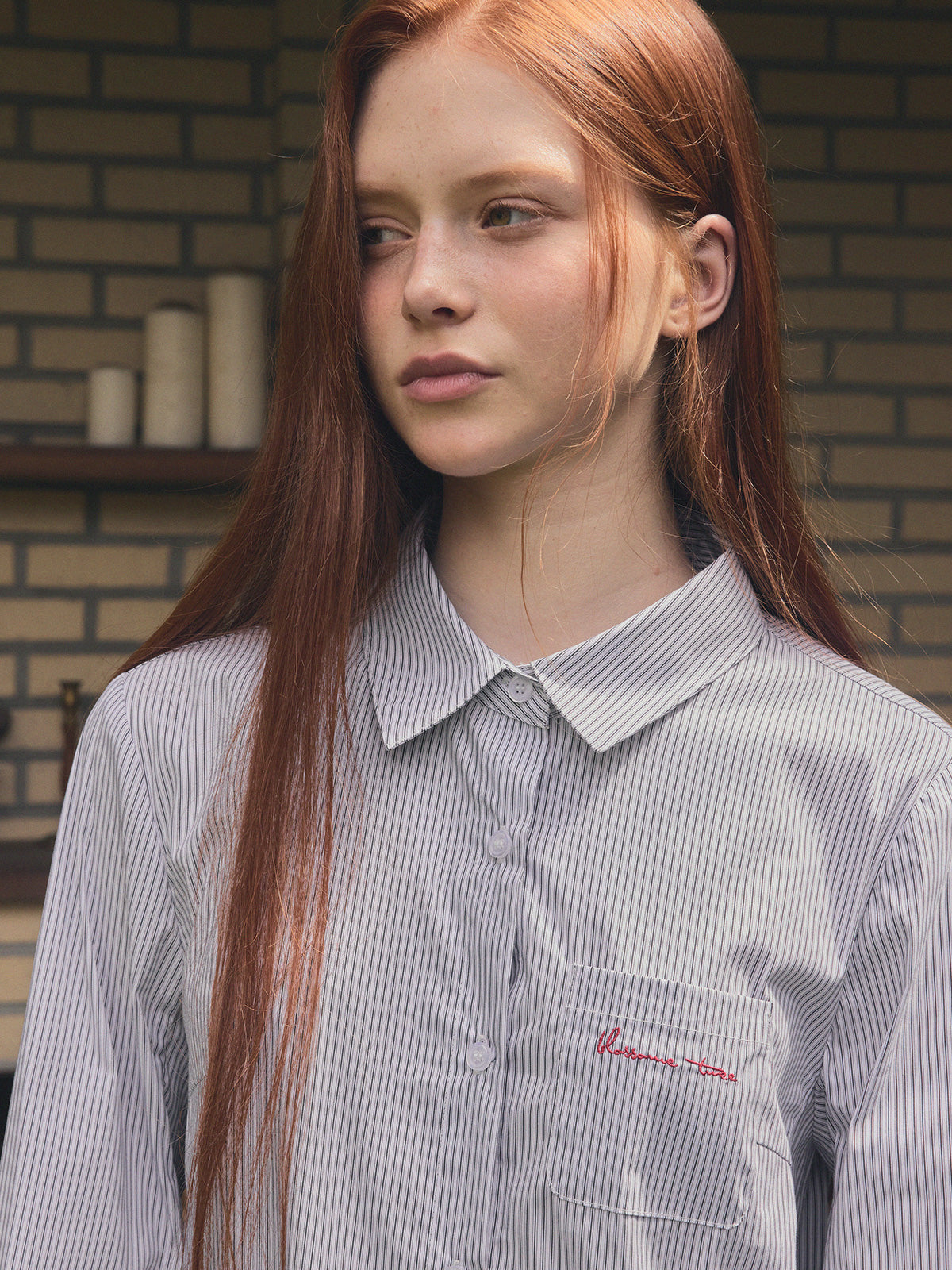 [TWEE] Lonté Stripe Embroidered Pocket Shirt