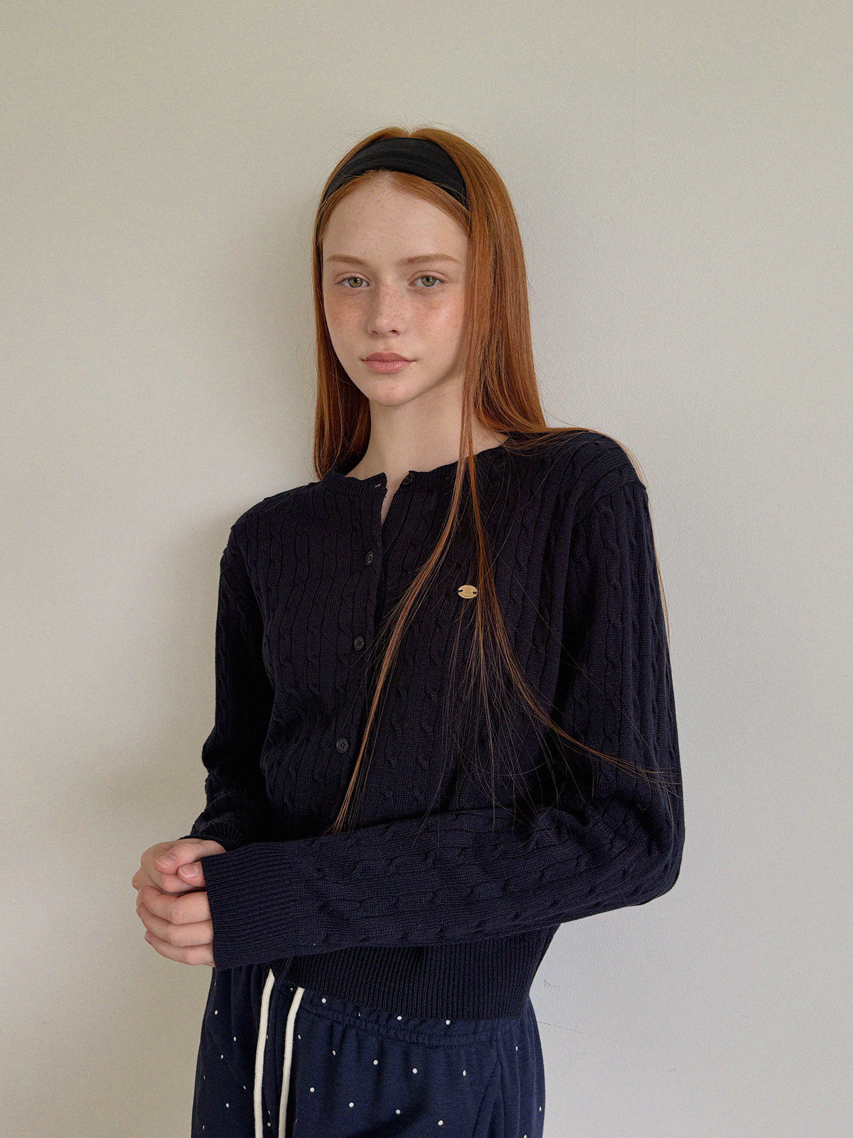 [TWEE] Ritti Cable Round Neck Long Sleeve Cardigan