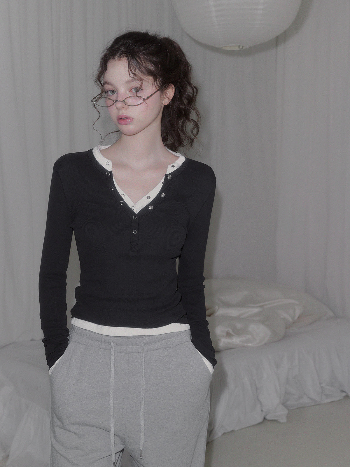 [TWEE] Etem Snap Button Long Sleeve Tee