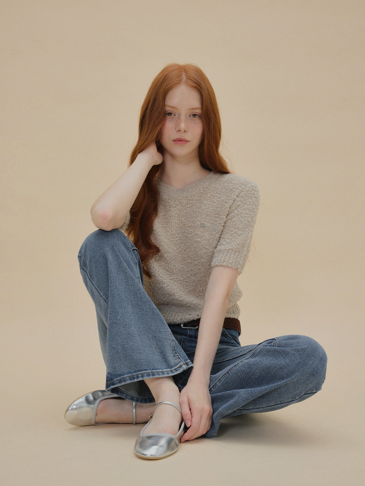 【TWEE】Orit Bouclé Short Sleeve Knit