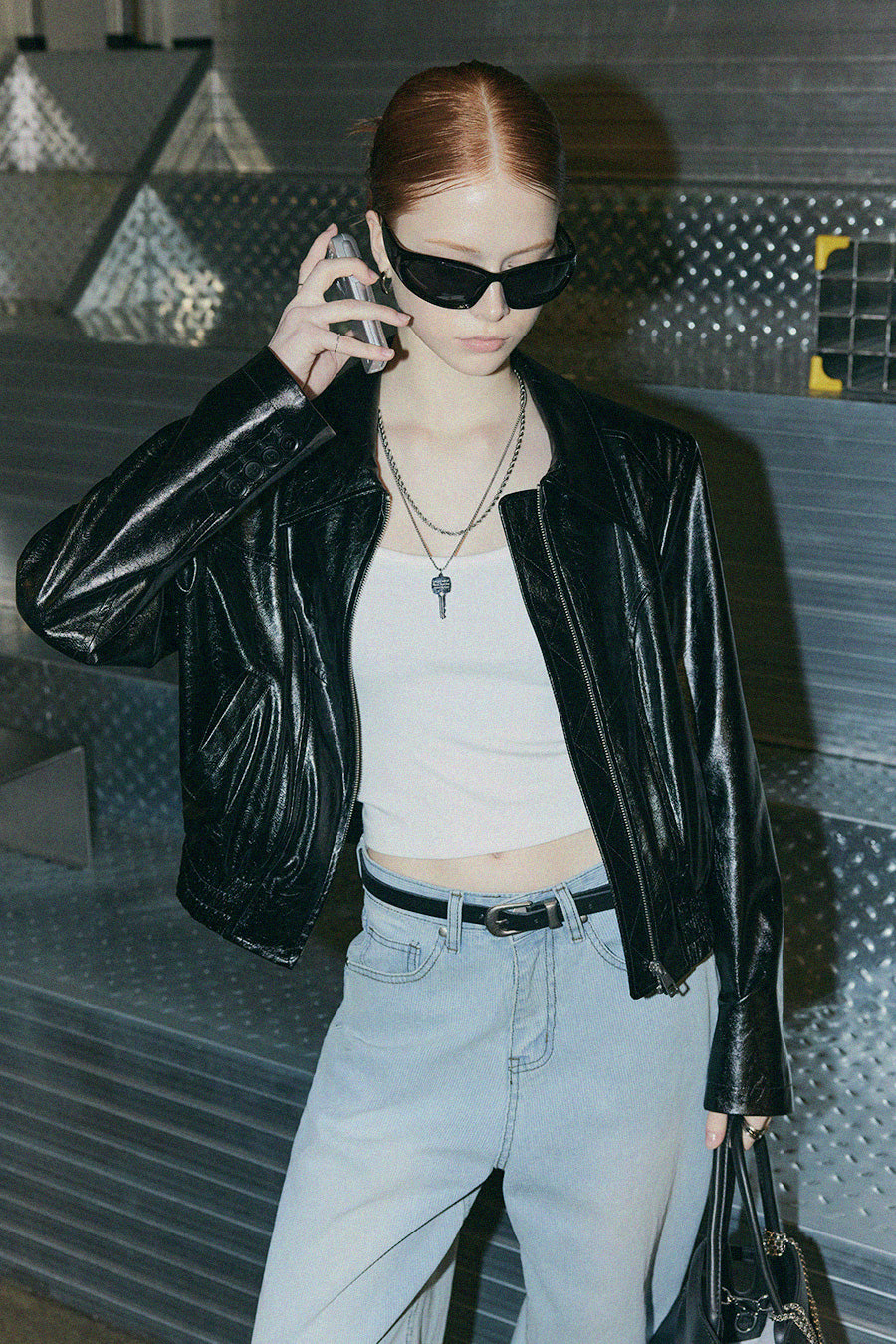 [TWEE] Blow Glossy Leather Jacket
