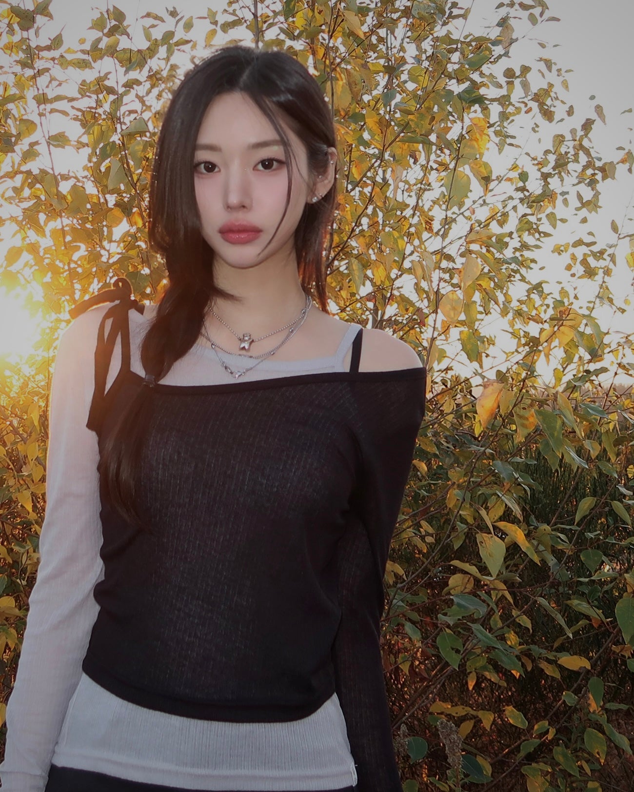[TWEE] Winve Color Block Layered Long Sleeve T-Shirt