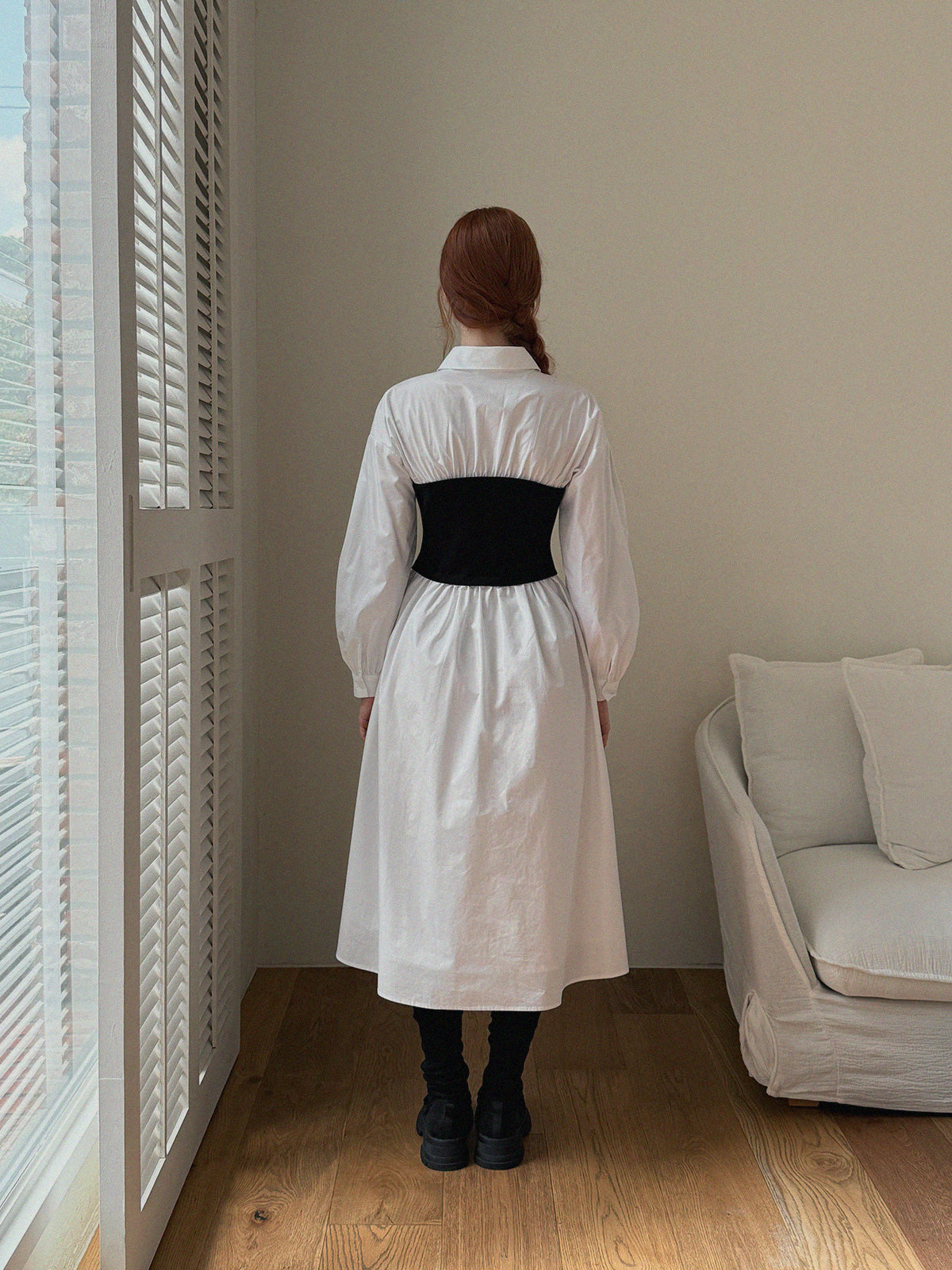 [TWEE] Bedis Scallop Shirt Long Dress