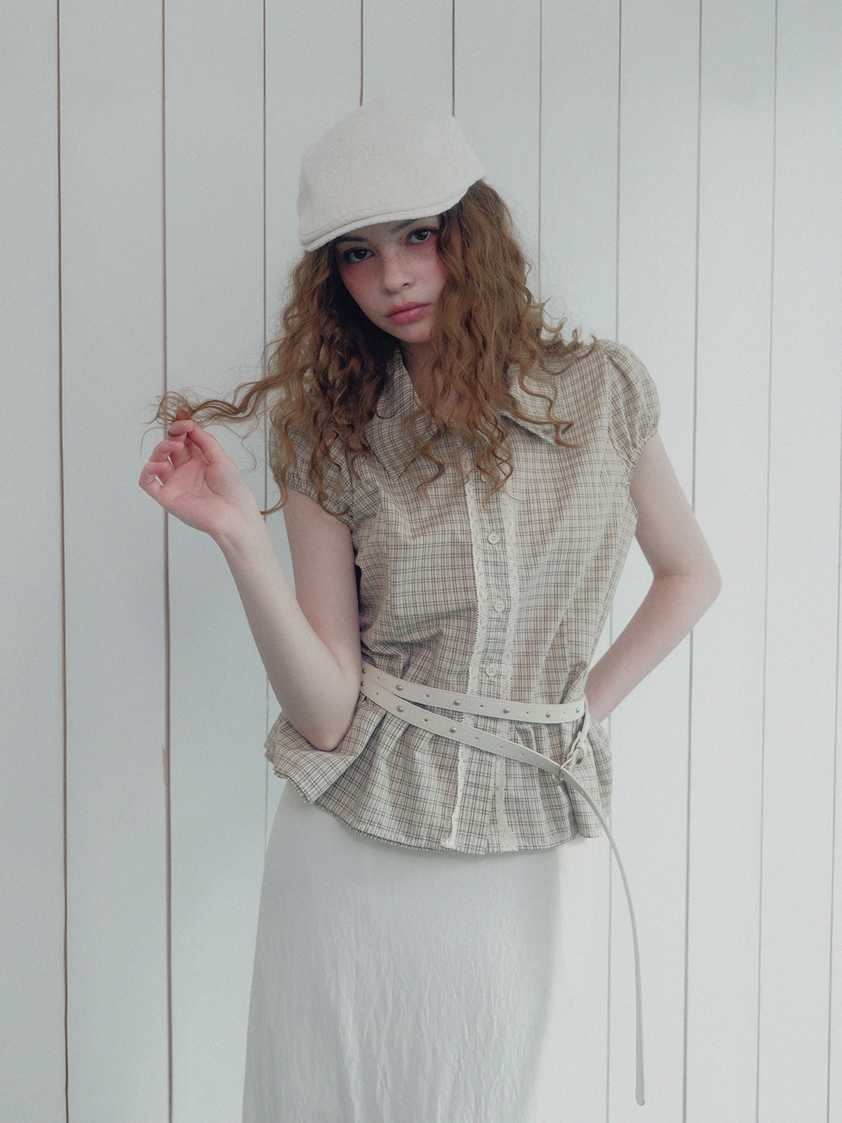 [TWEE] Hidel lace frill short sleeve blouse