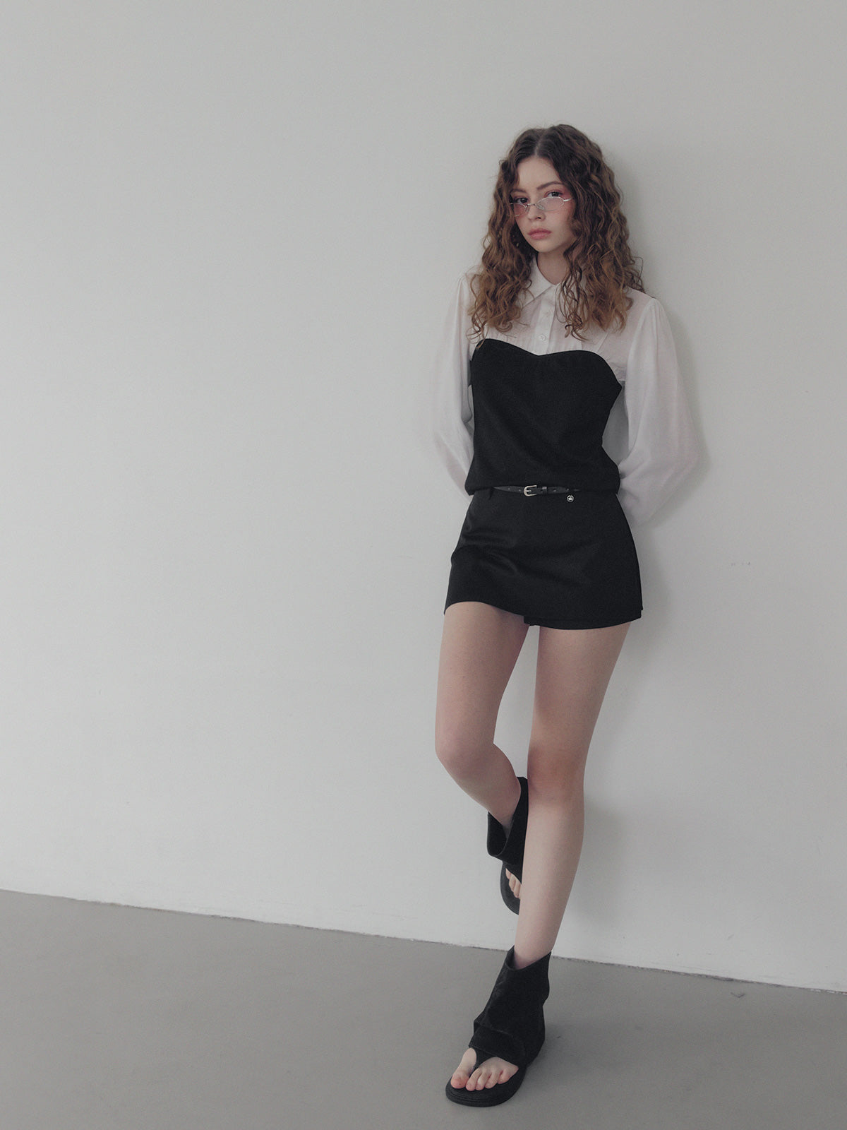 [TWEE] Recon basic mini skirt shorts (belt set)