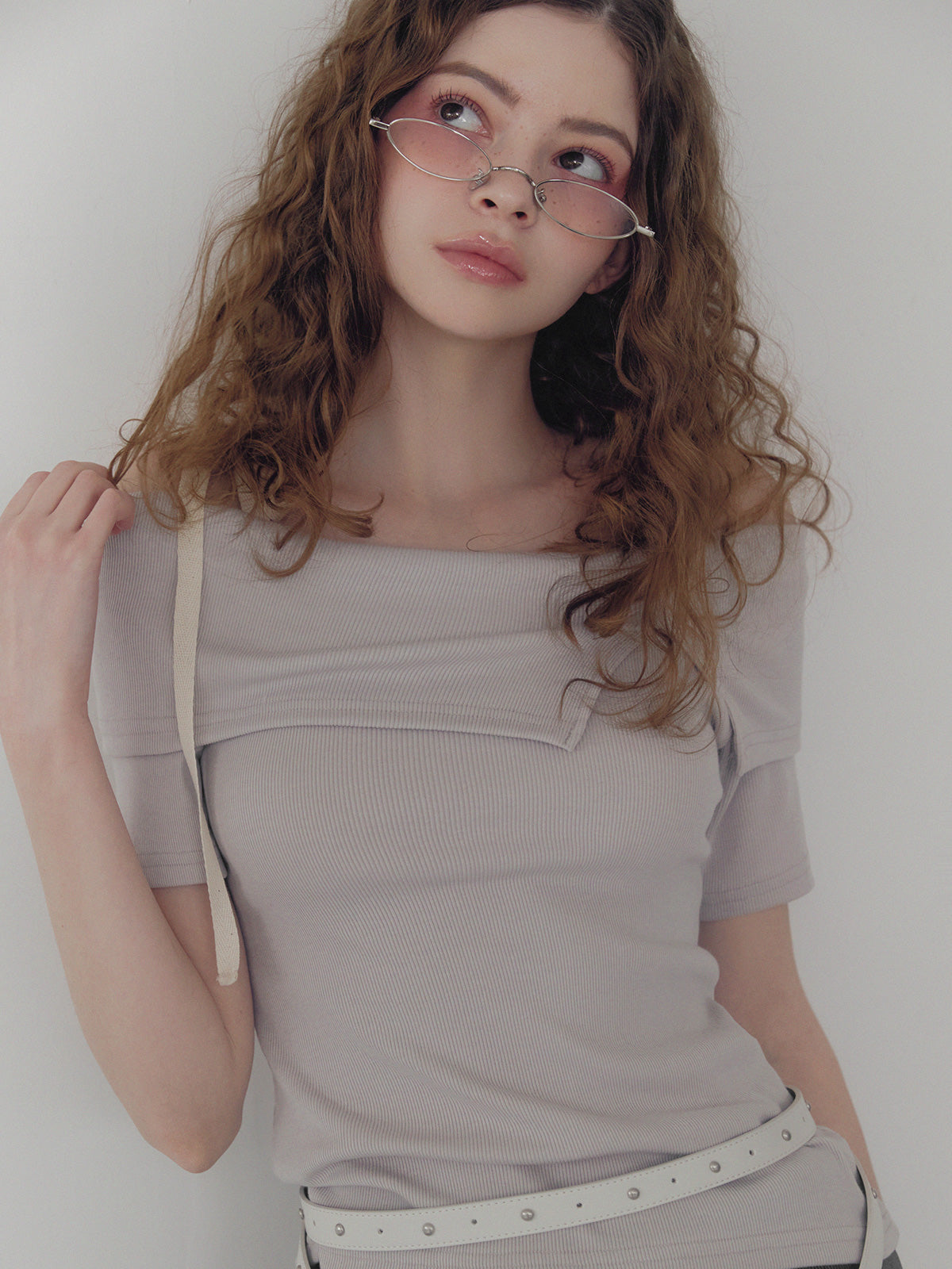 [TWEE] Petit strap one shoulder t-shirt