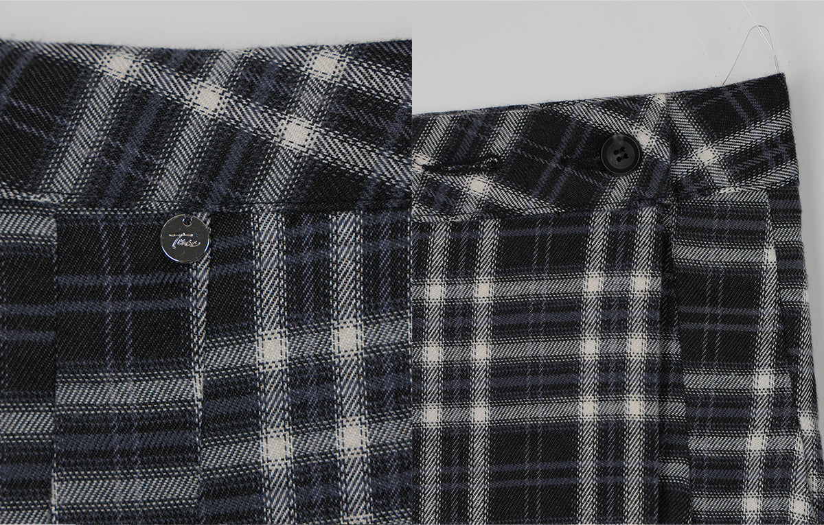 [TWEE] Noha Check Pleated Midi Wrap Skirt
