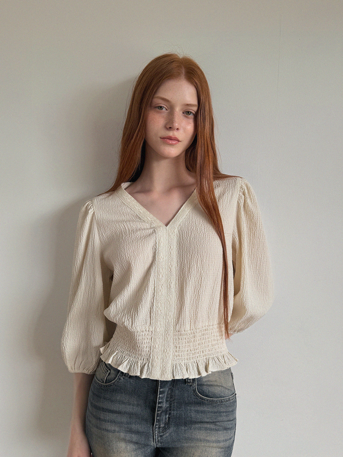 [TWEE] Berit Smocked Wrinkle Blouse