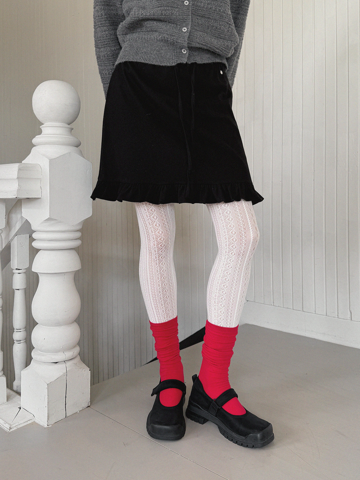 [TWEE] 추하 프릴 밴딩 미디 스커트