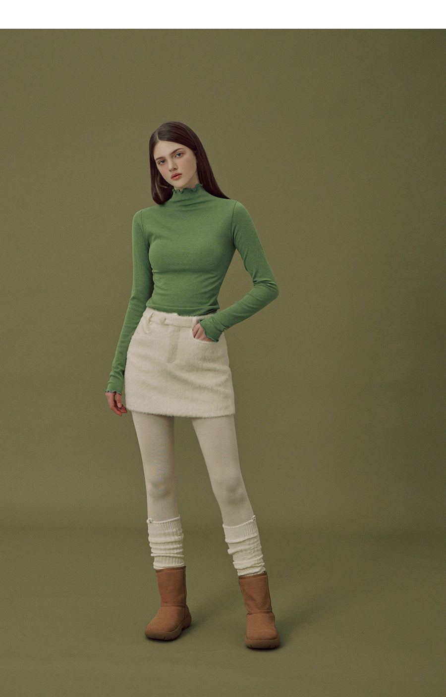 [TWEE] Ciris Wool Frill Turtleneck T-shirt