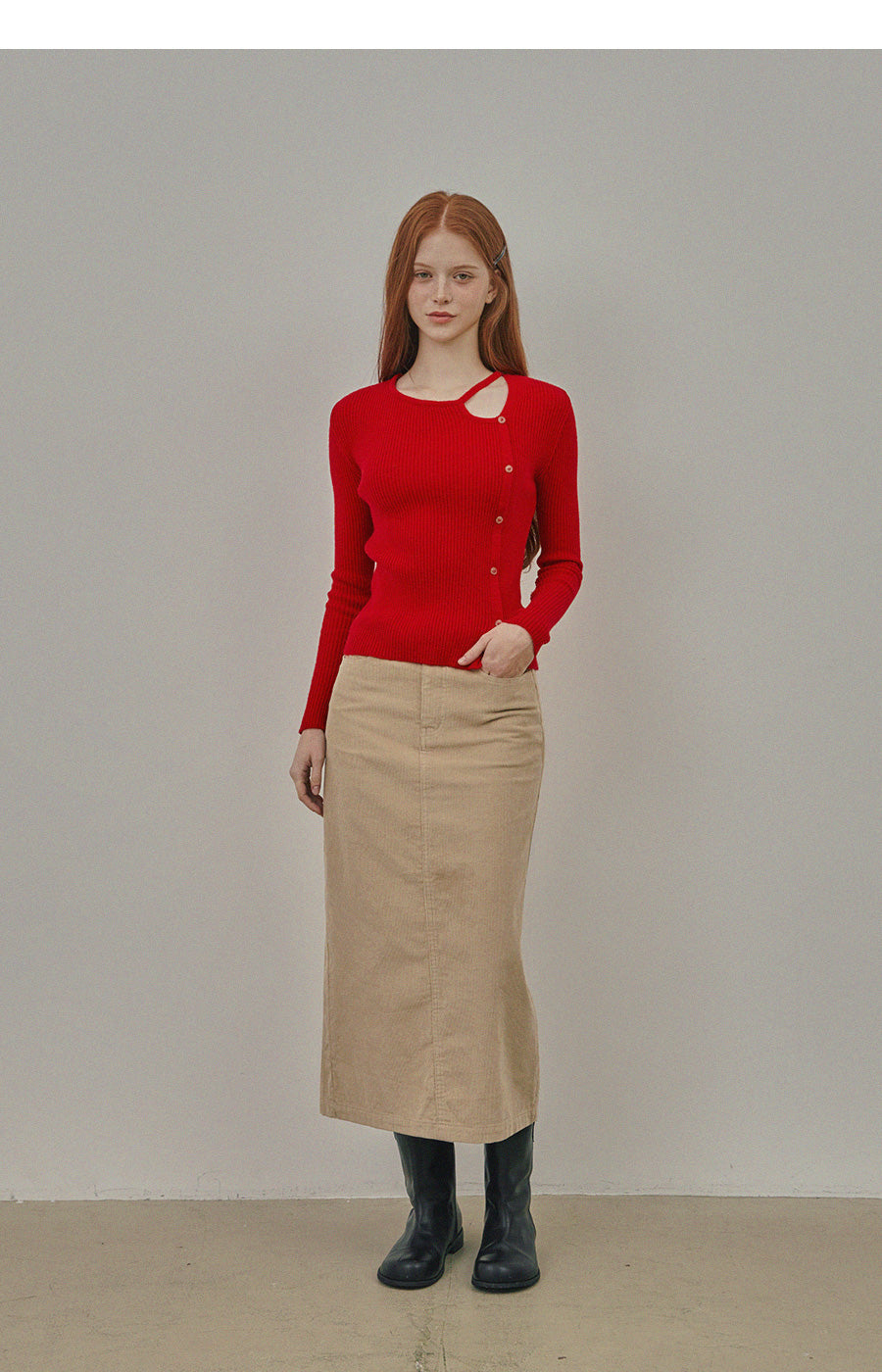 [TWEE] Erchi Cutoff Button Knit