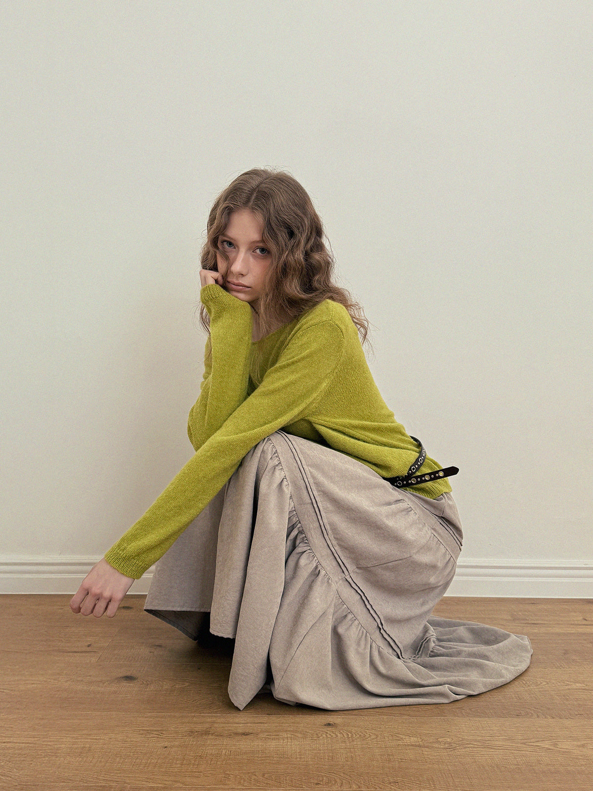 [TWEE] Roer Suede Frill Long Skirt