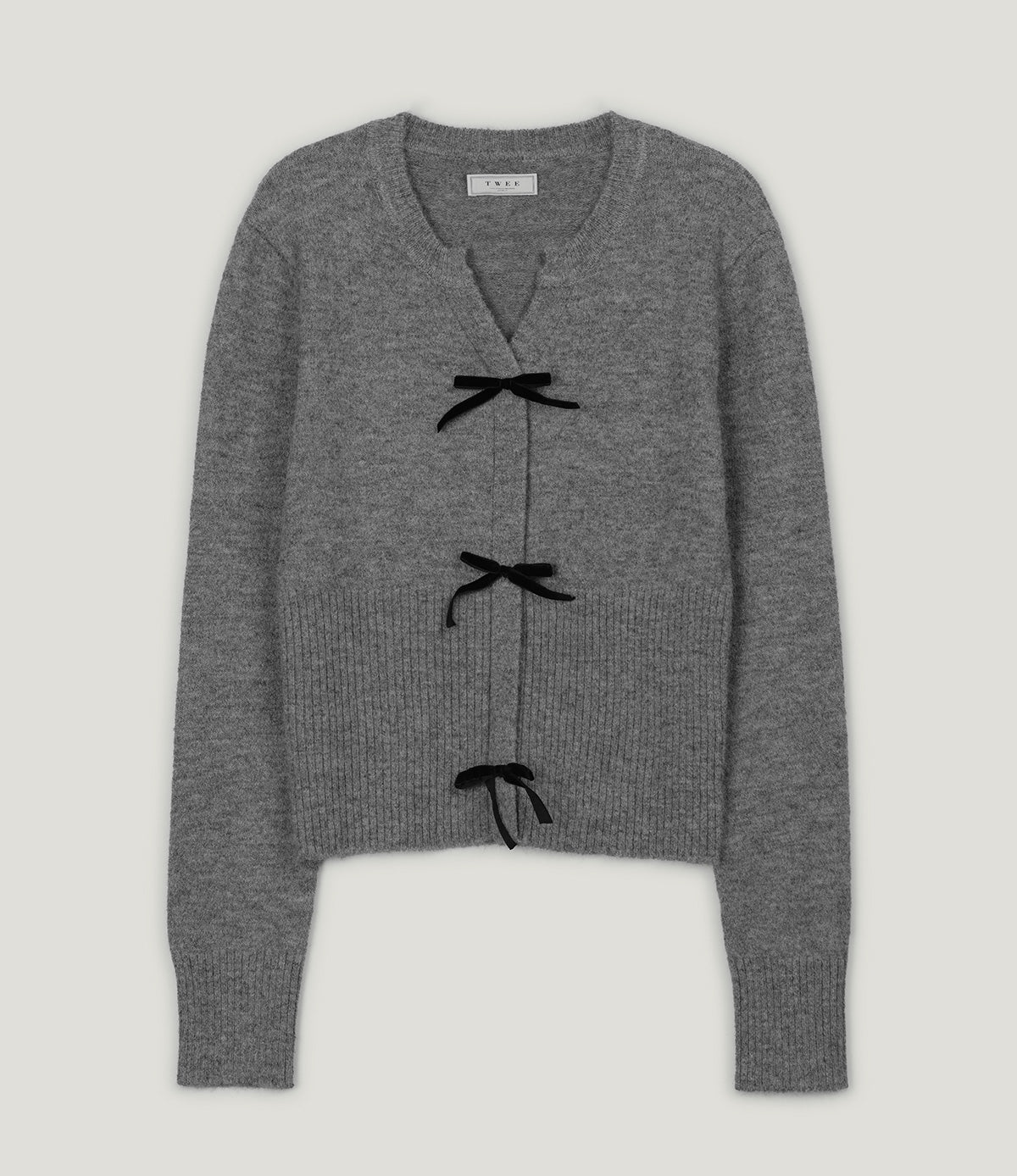 [TWEE] Áo Len Cổ Chữ V Ba Dải Ruy Băng Landon