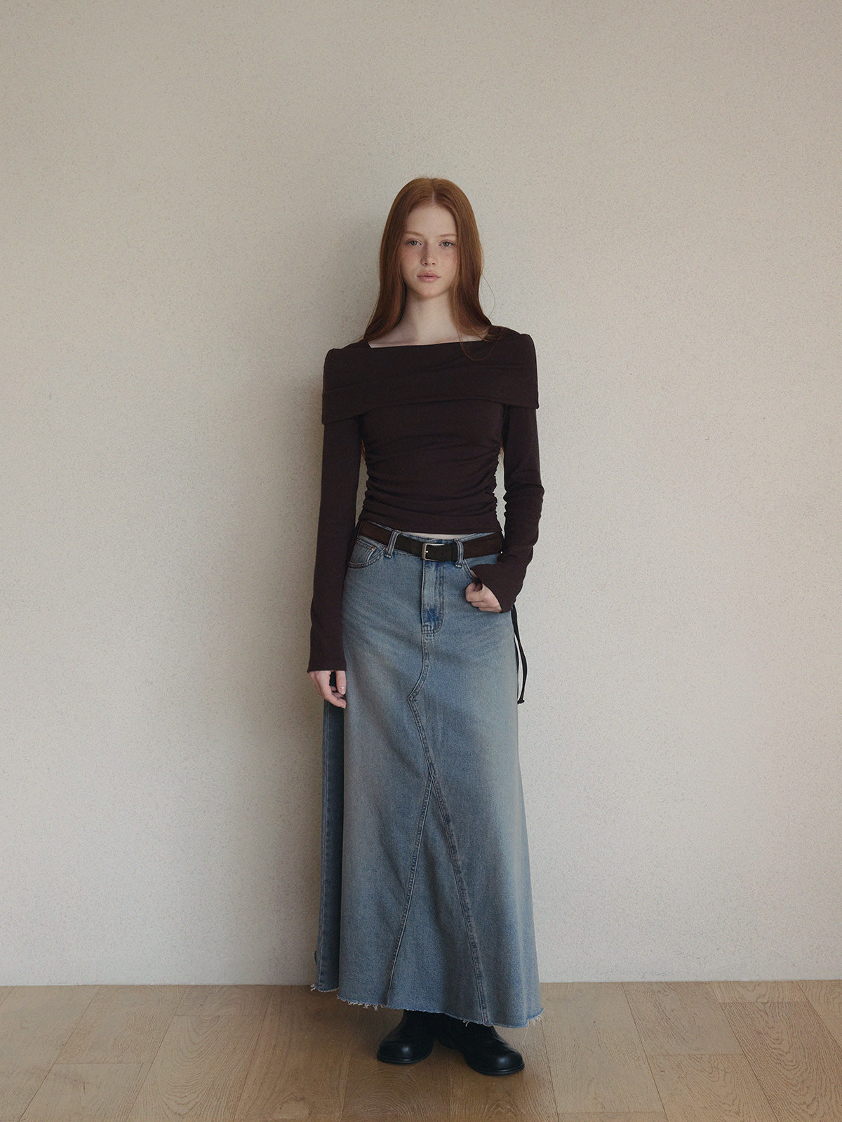 [TWEE] Dwin 2-Way Drape Strap Long Sleeve Tee