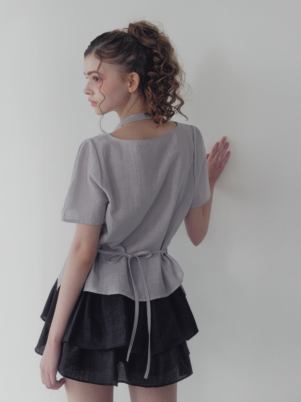 [TWEE] Blit tiered back banding mini skirt