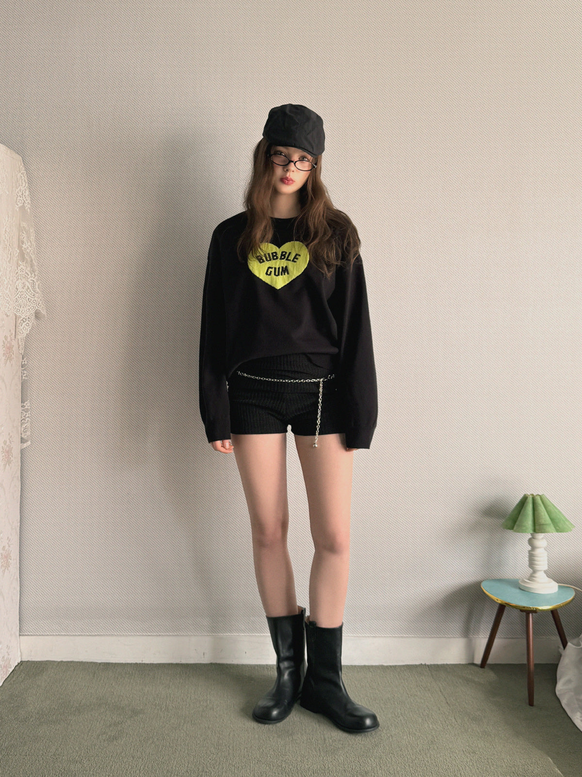 [TWEE] Tasha Lettering Heart Long-Sleeve Knit