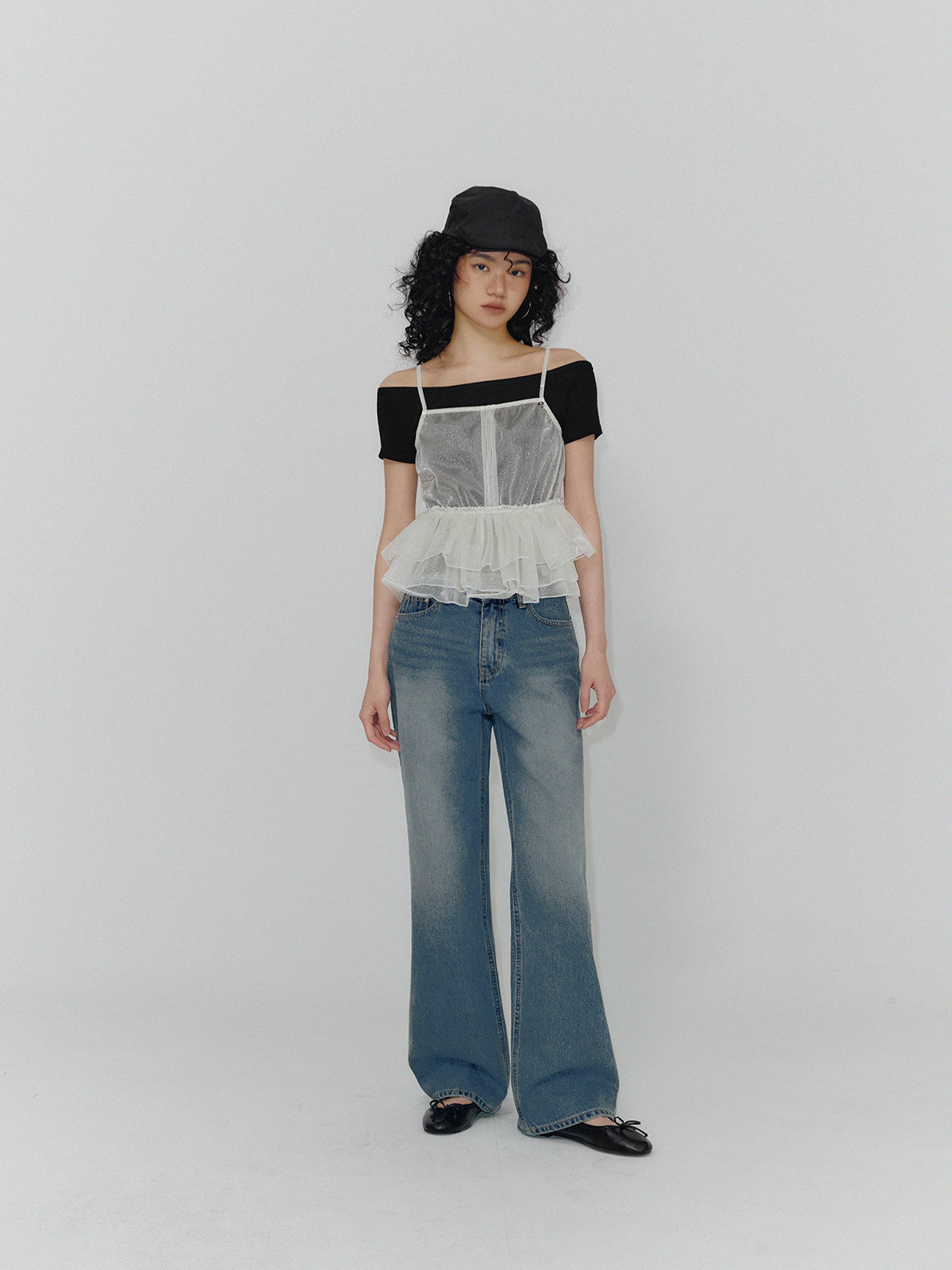 [TWEE] Rimon Sheer Layered Ruffle Bustier