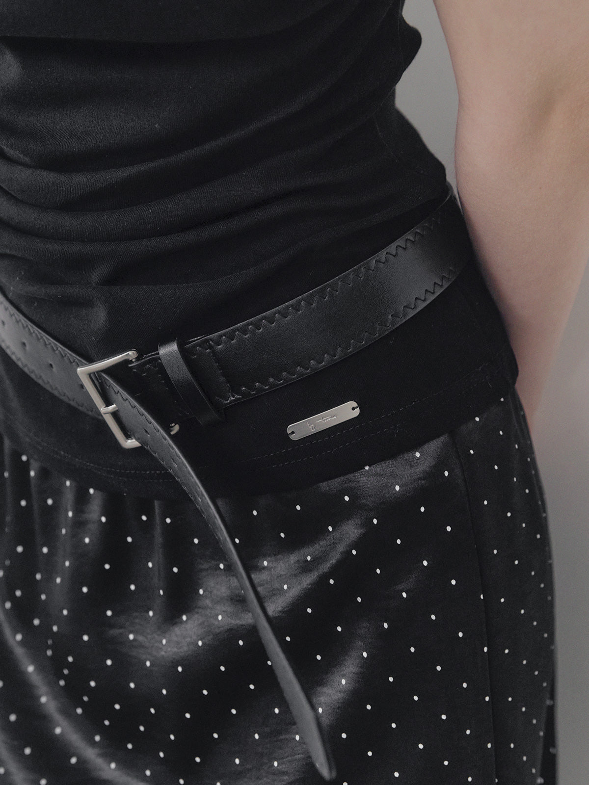 [TWEE] Purd dot layered banding long skirt
