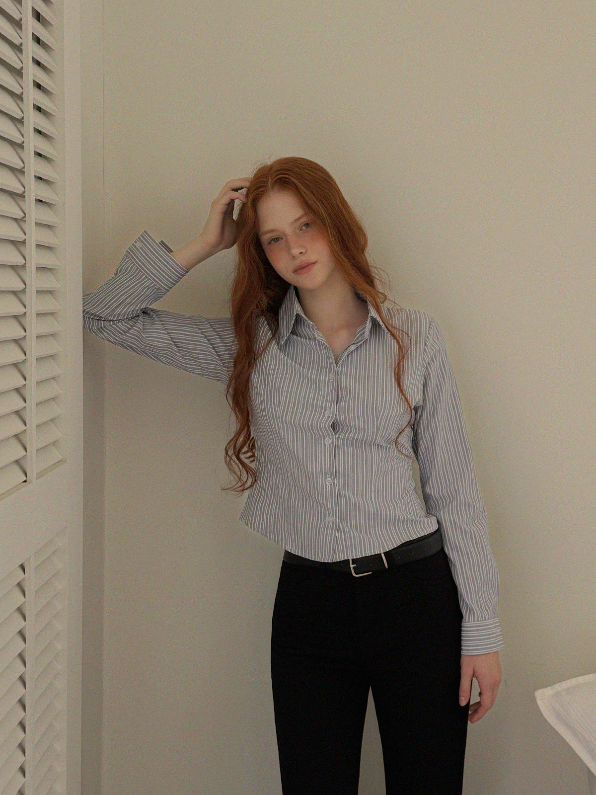 [TWEE] Ready Stripe Slim Fit Long Sleeve Shirt