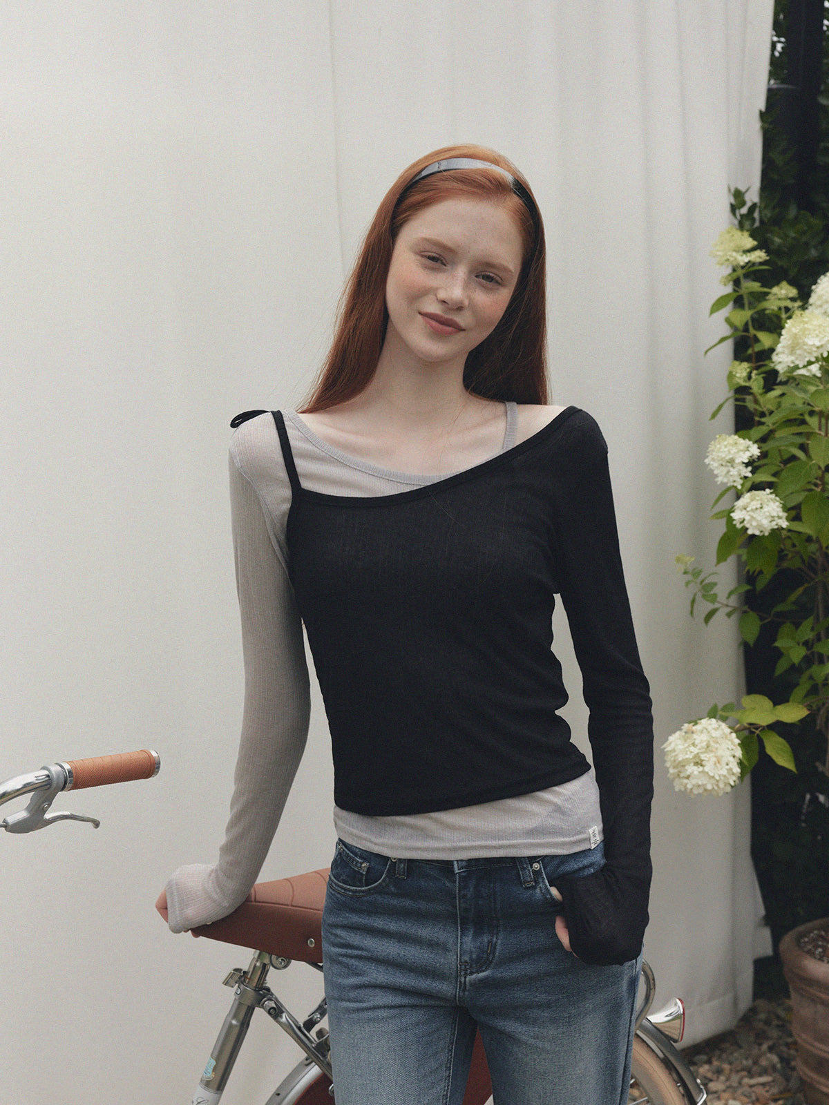 [TWEE] Winve Color Block Layered Long Sleeve T-Shirt